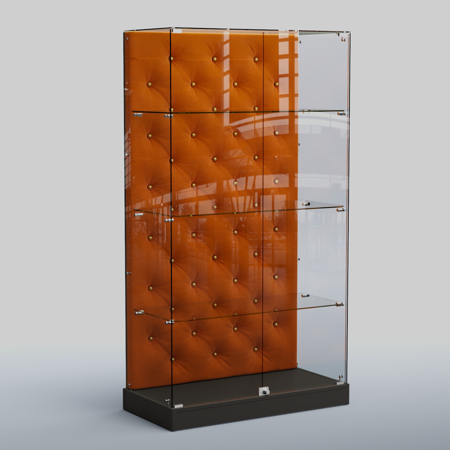 Низкая стеклянная витрина КАПИТОНЕ №5-ХП Черный + 08 Mustard