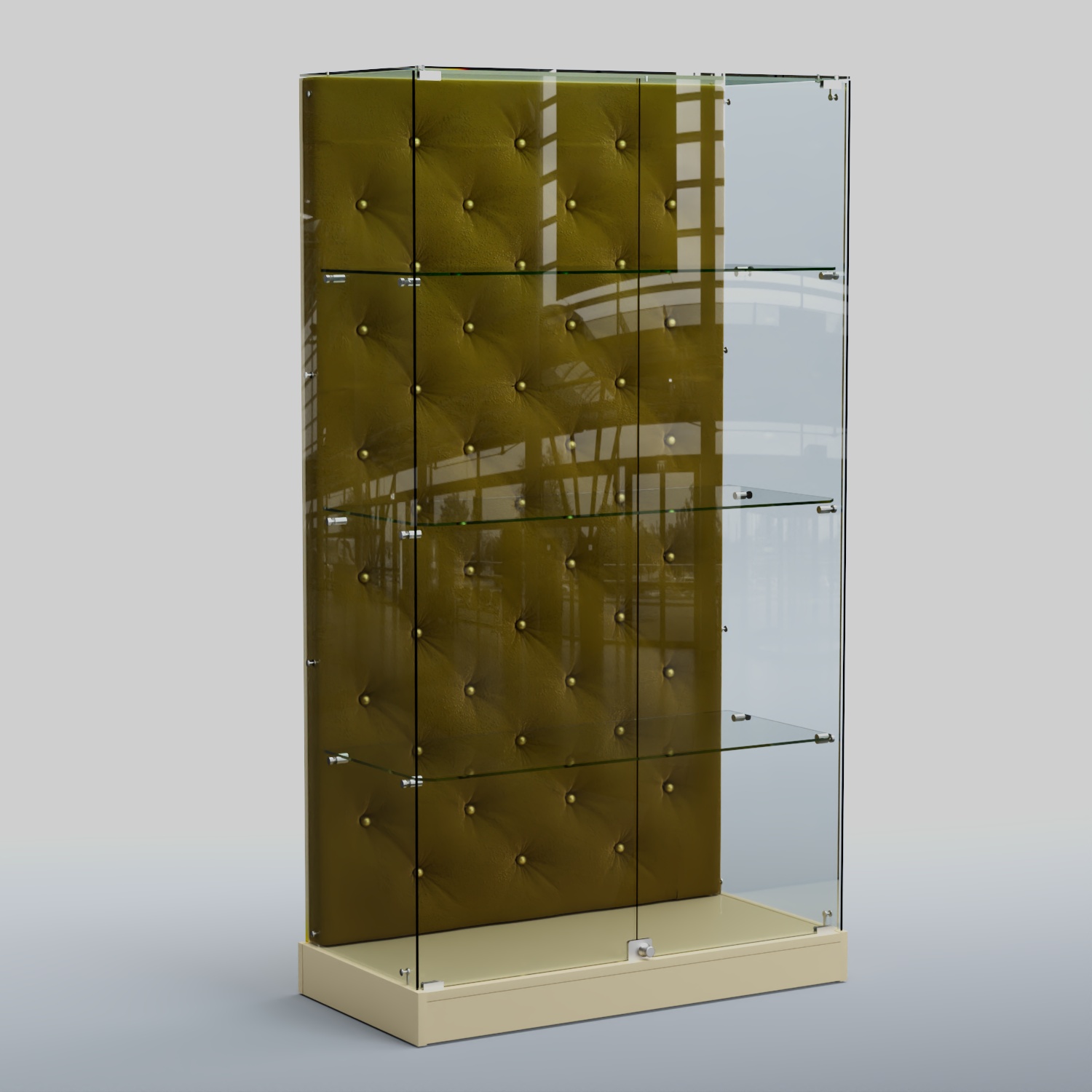 Низкая стеклянная витрина КАПИТОНЕ №5-ХП Крем Вайс + 09 Olive
