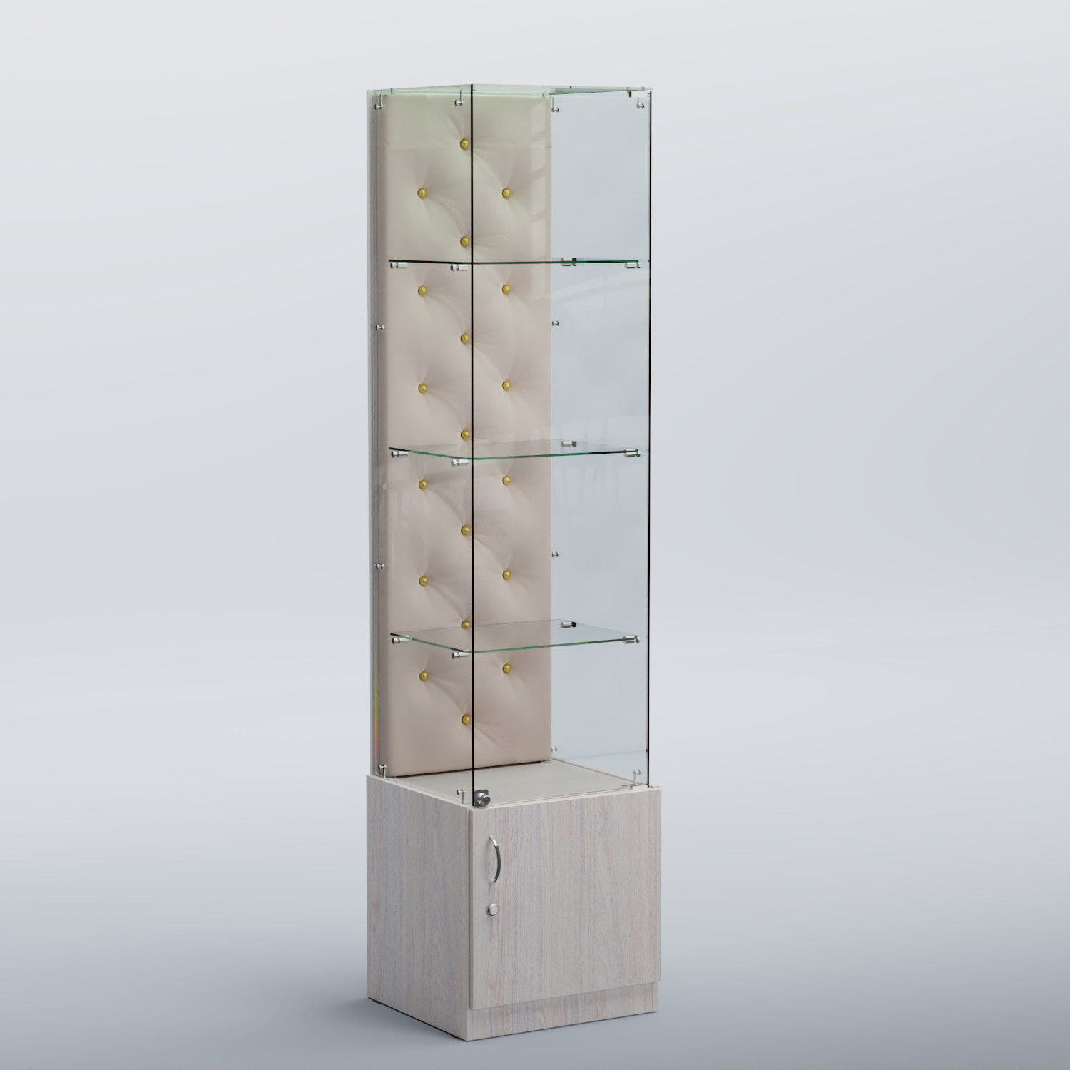 Высокая стеклянная витрина КАПИТОНЕ №6 Ясень светлый+01 C