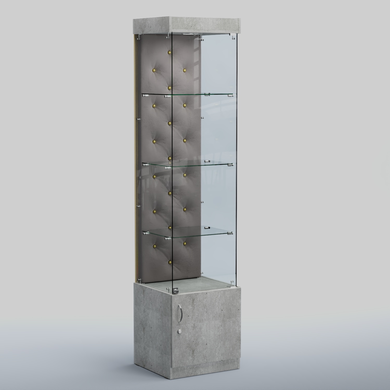 Высокая стеклянная витрина КАПИТОНЕ №2 Метрополитан Грей+15 Silver