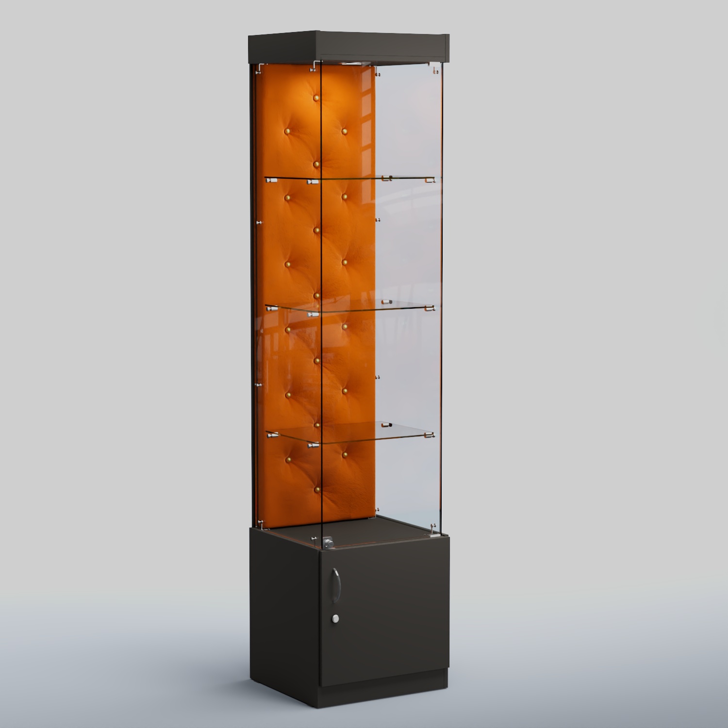 Высокая стеклянная витрина КАПИТОНЕ №2 Черный + 08 Mustard