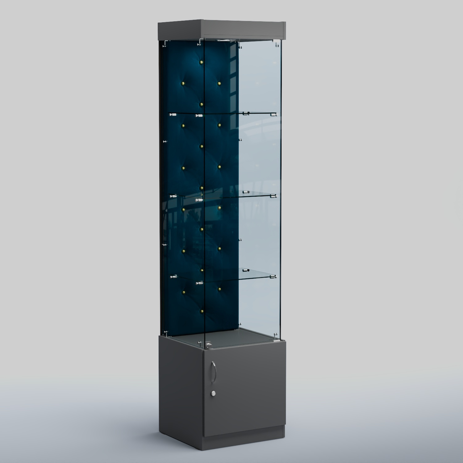 Высокая стеклянная витрина КАПИТОНЕ №2 Темно-серый + 11 Blue