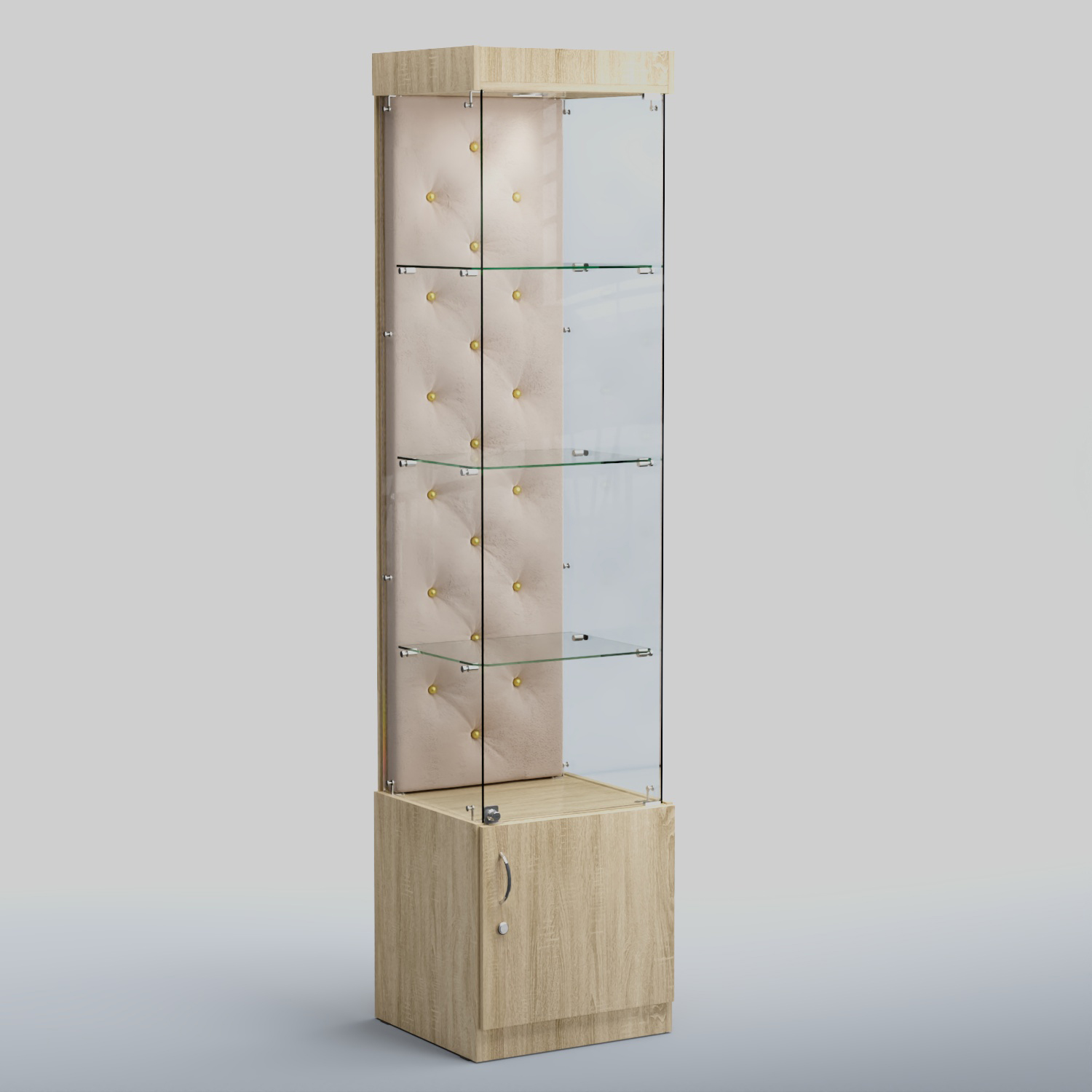 Высокая стеклянная витрина КАПИТОНЕ №2 Дуб сонома + 02 Beige