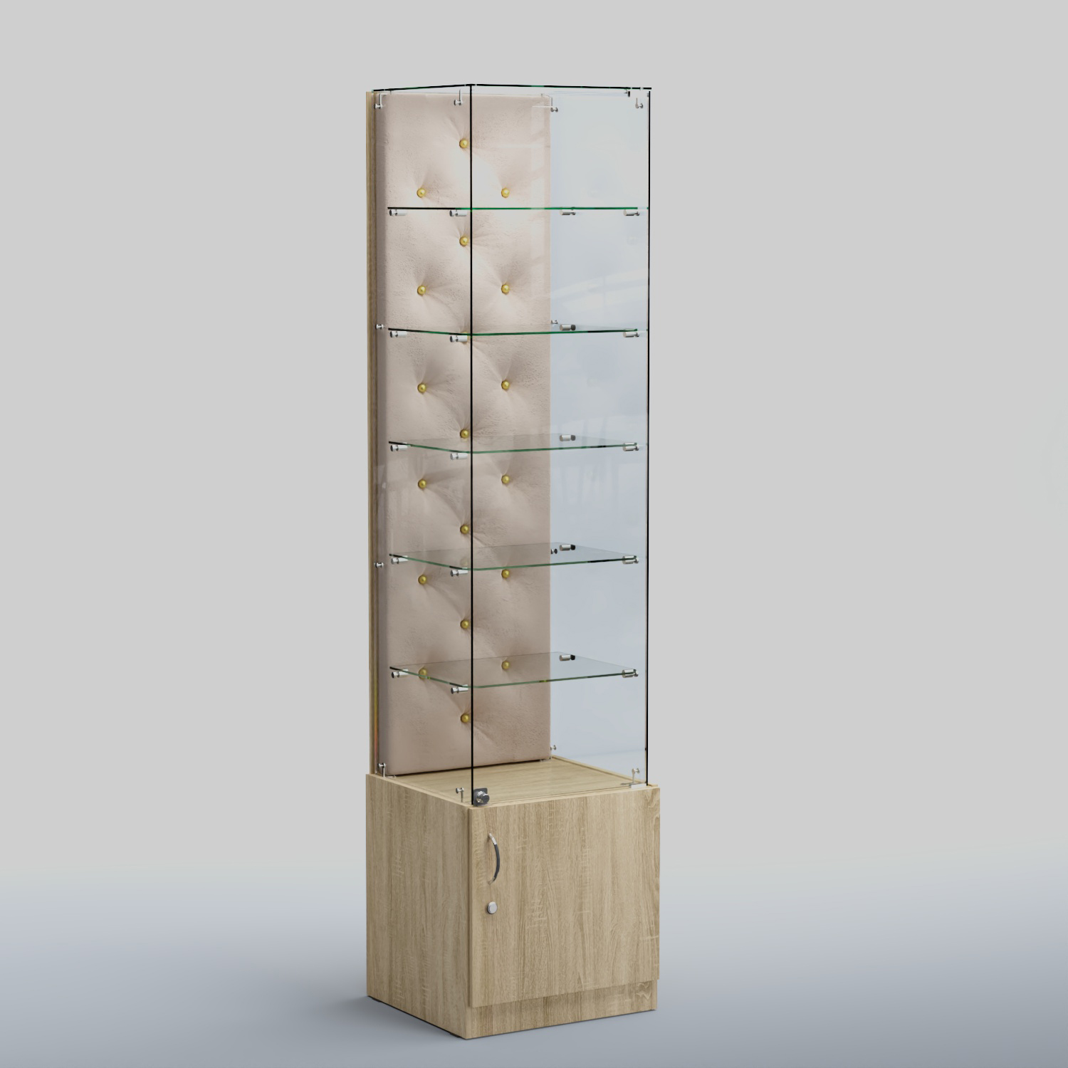 Высокая стеклянная витрина КАПИТОНЕ №506 Дуб сонома + 02 Beige