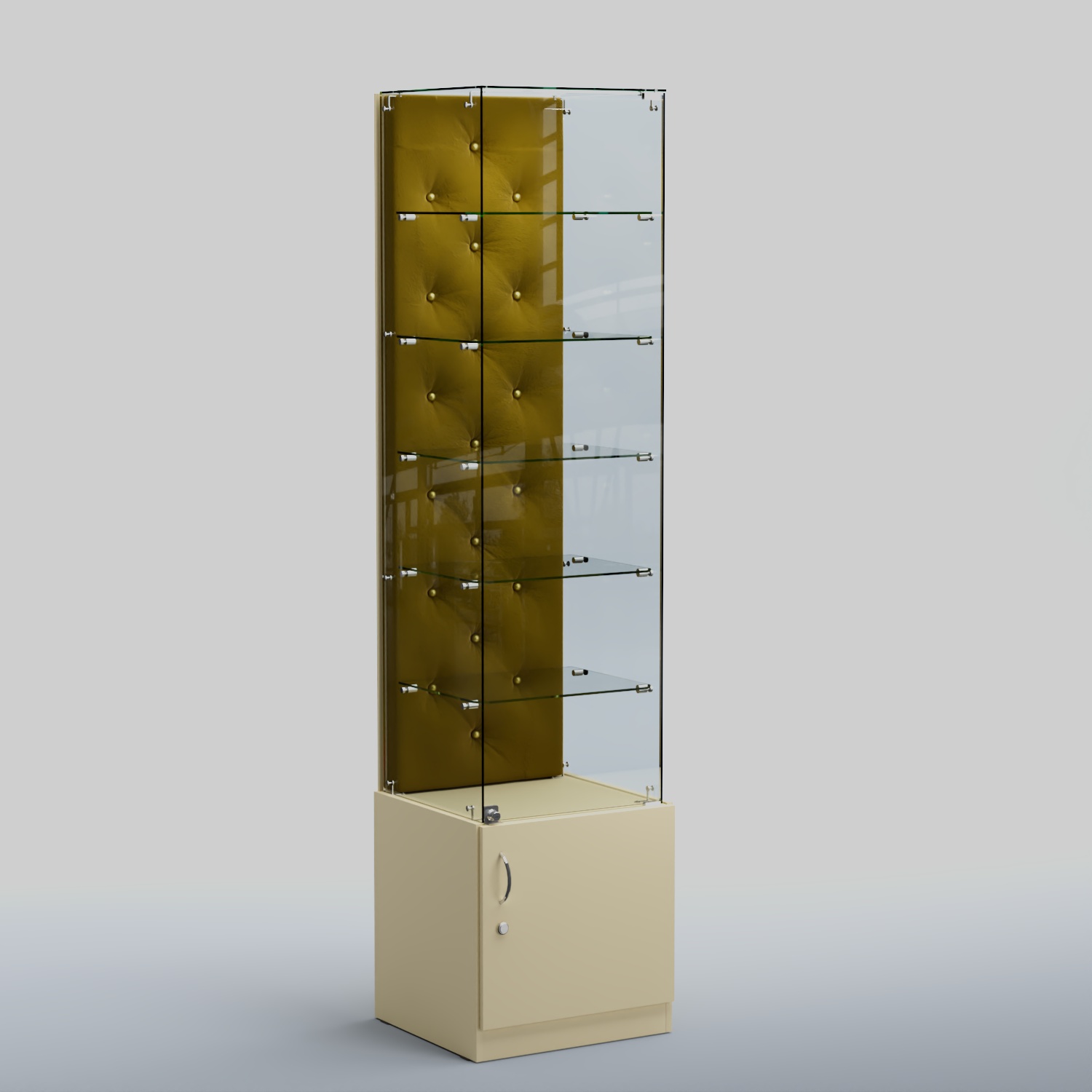 Высокая стеклянная витрина КАПИТОНЕ №506 Крем Вайс + 09 Olive