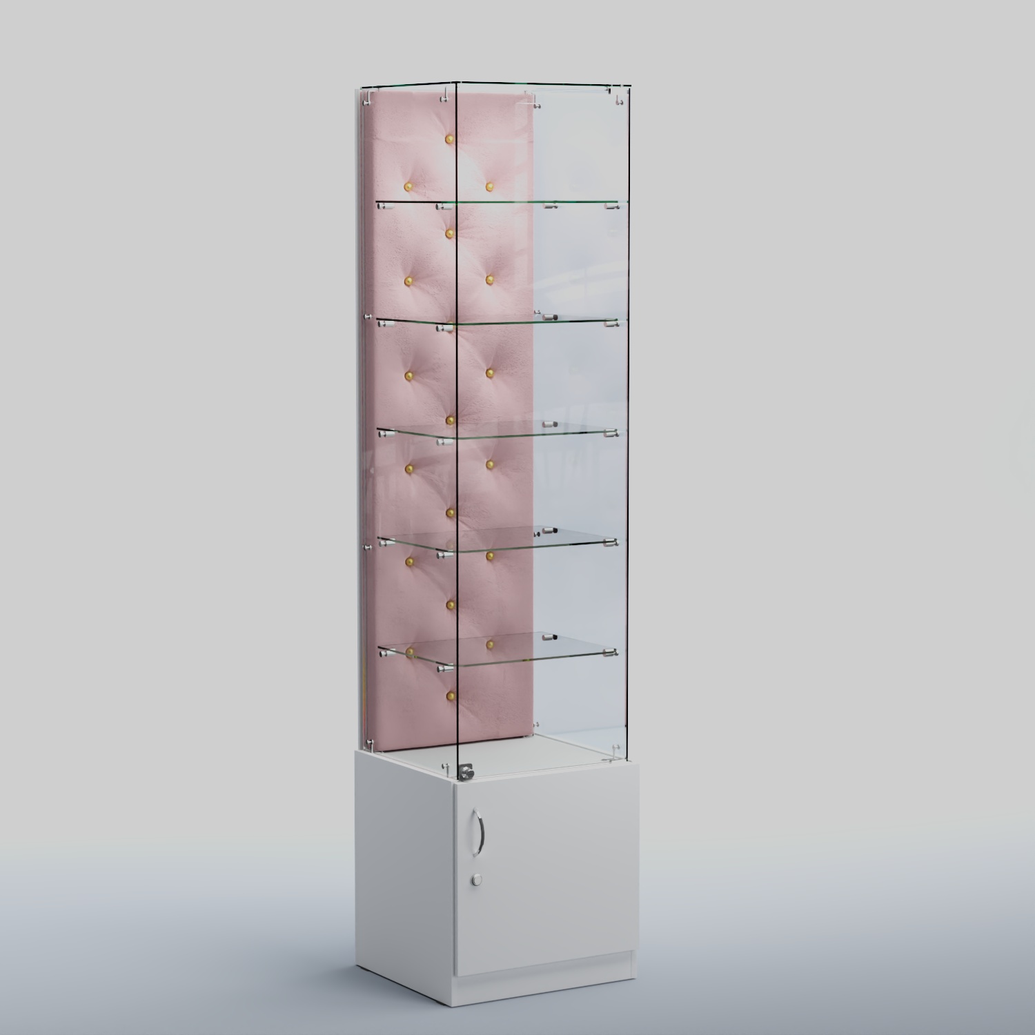 Высокая стеклянная витрина КАПИТОНЕ №506 Белый + 14 Flamingo