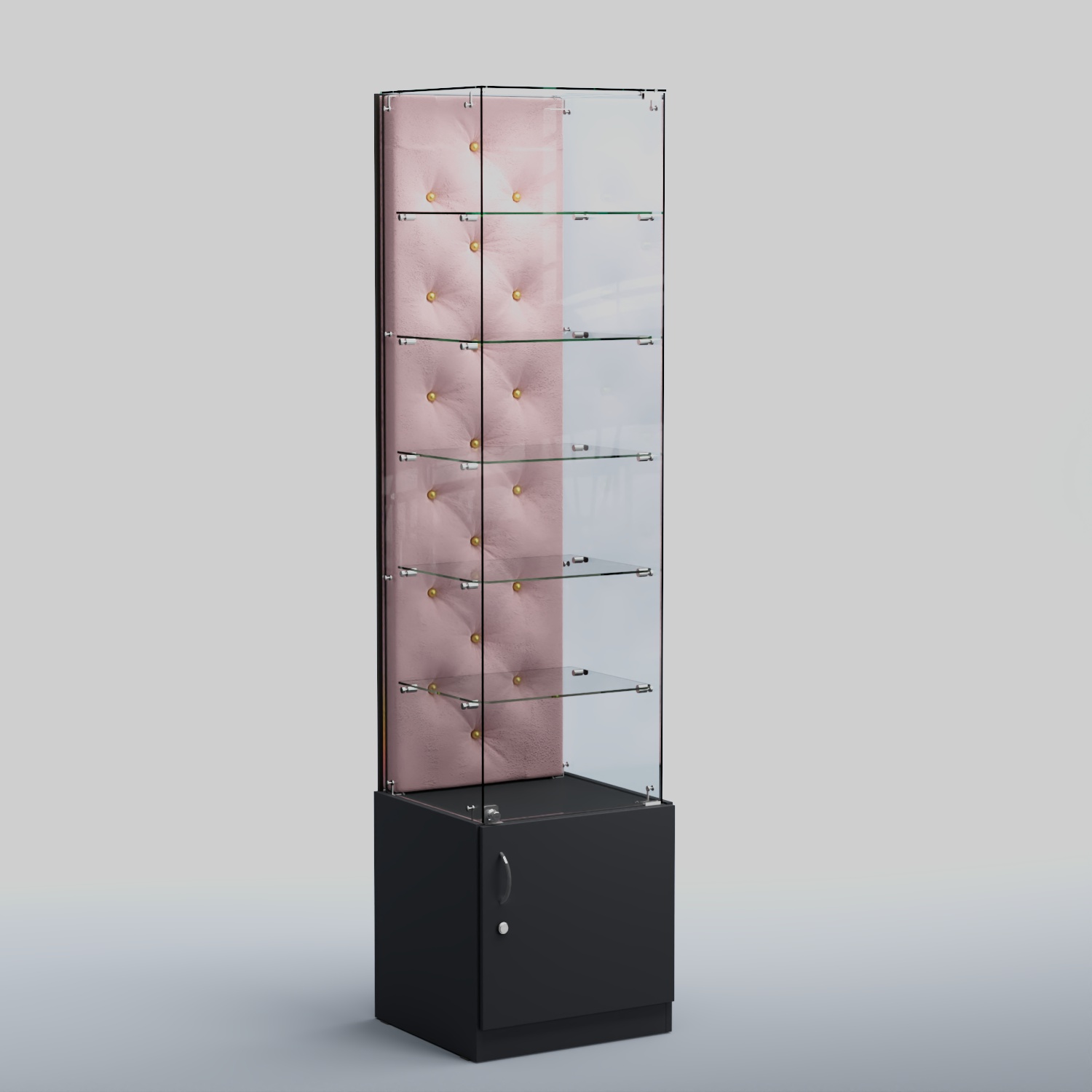 Высокая стеклянная витрина КАПИТОНЕ №506 Антрацит+14 Fla