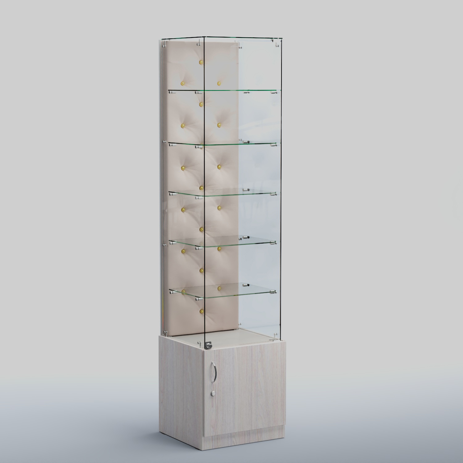 Высокая стеклянная витрина КАПИТОНЕ №506 Ясень светлый+01 C