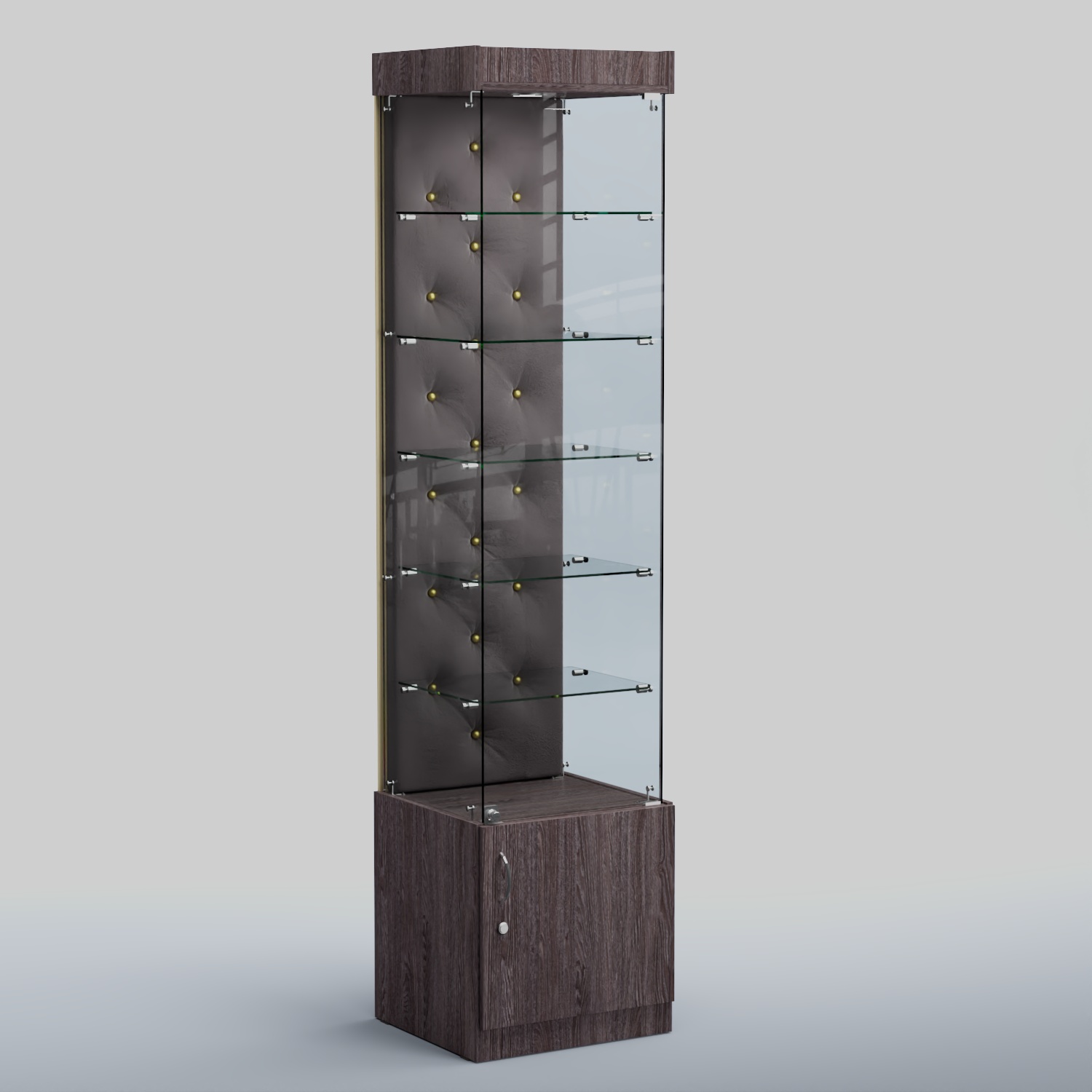 Высокая стеклянная витрина КАПИТОНЕ №502 Ясень темный+16 G