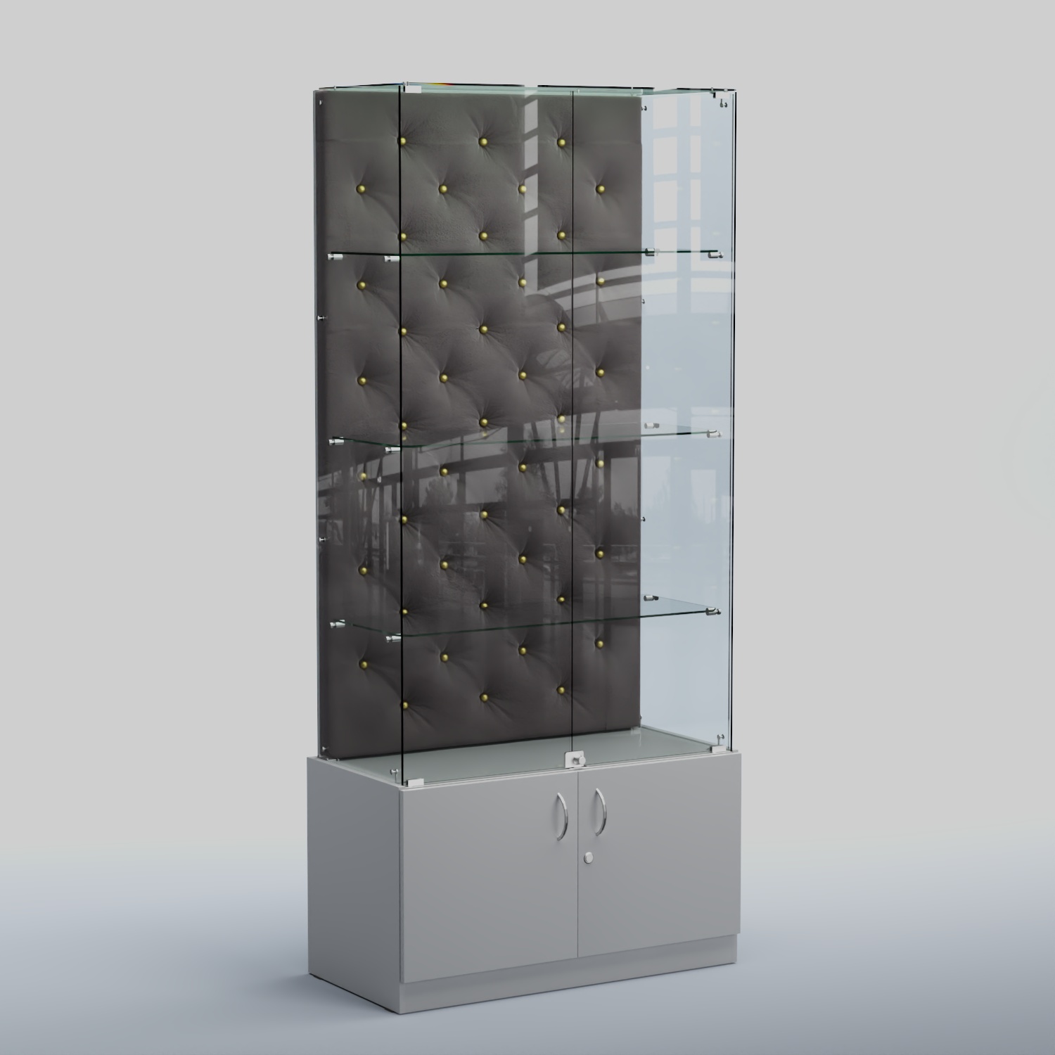 Высокая стеклянная витрина КАПИТОНЕ №5 Серый + 16 Grey