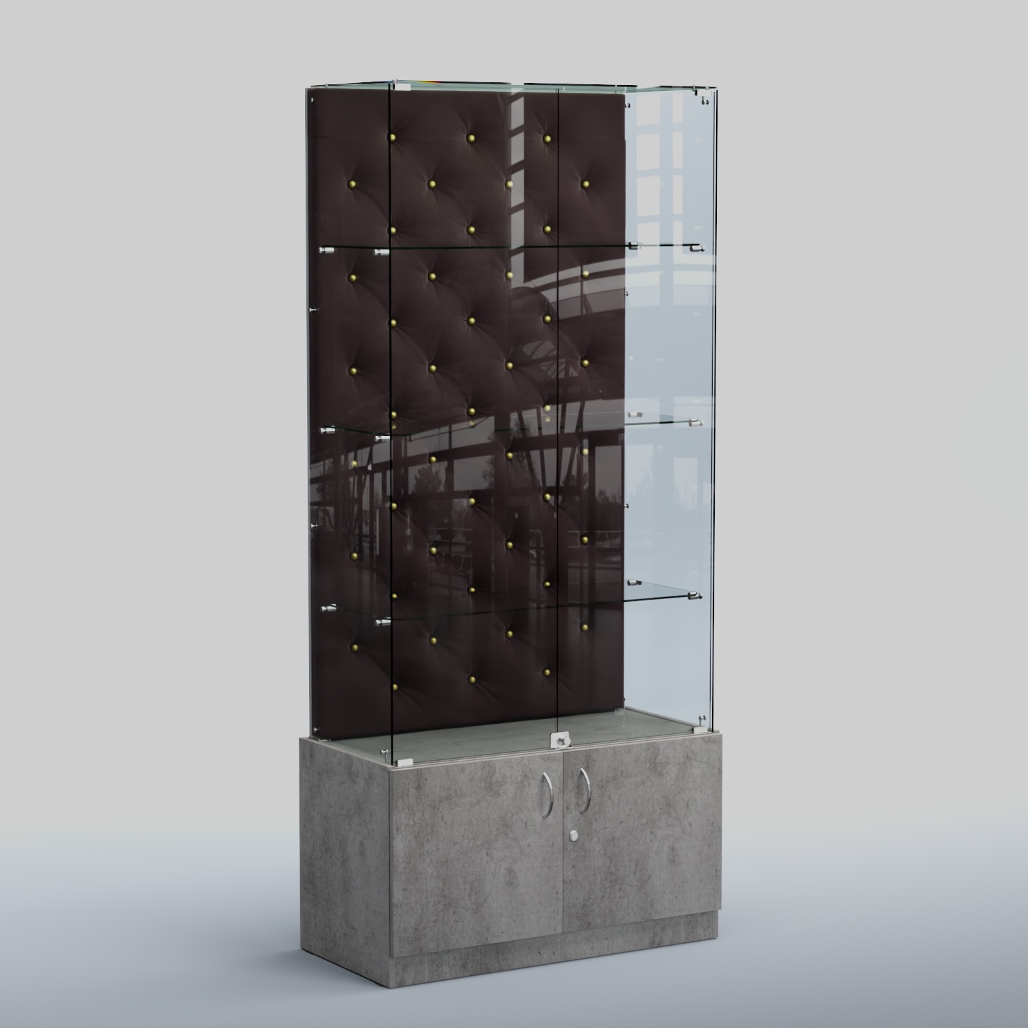 Высокая стеклянная витрина КАПИТОНЕ №5 Бетон Чикаго + 17 Elephant