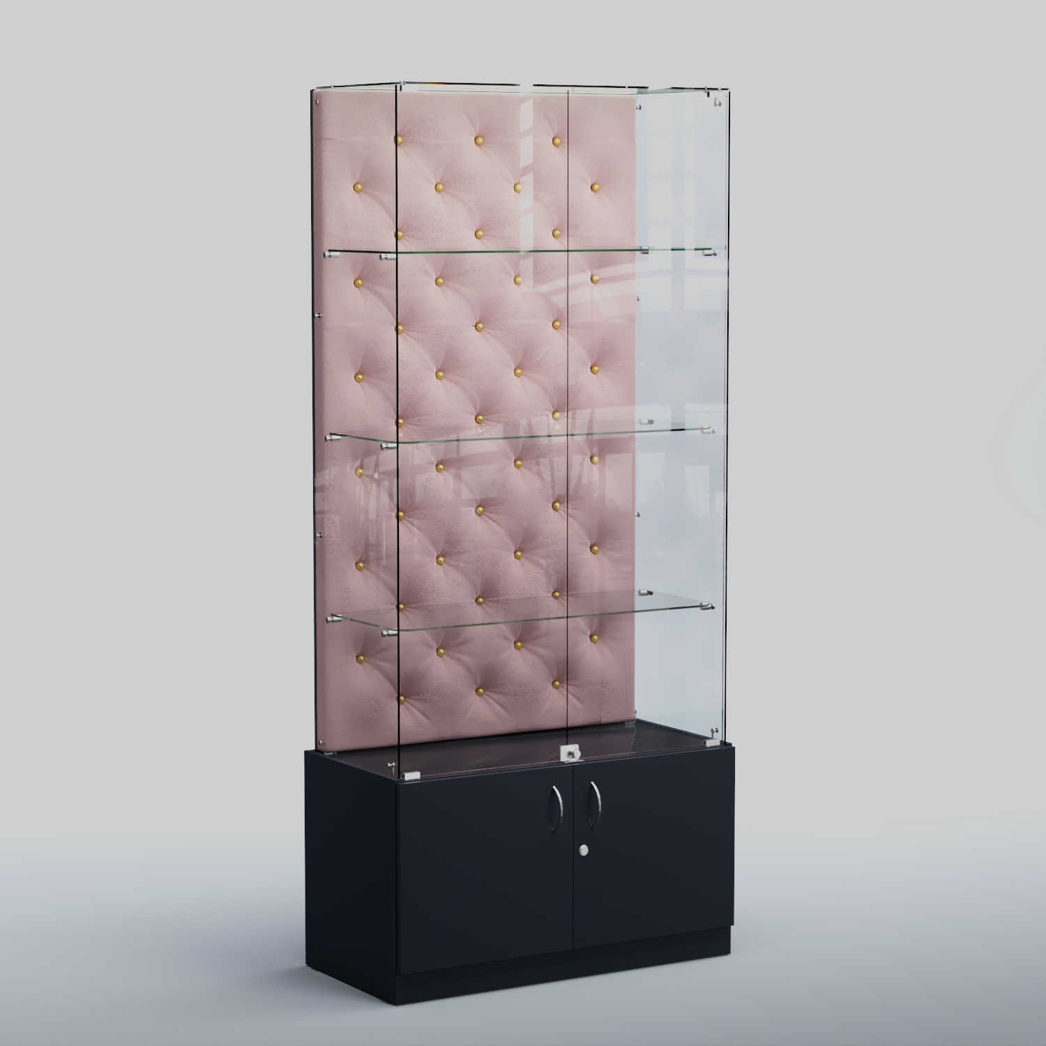 Высокая стеклянная витрина КАПИТОНЕ №5 Антрацит+14 Fla