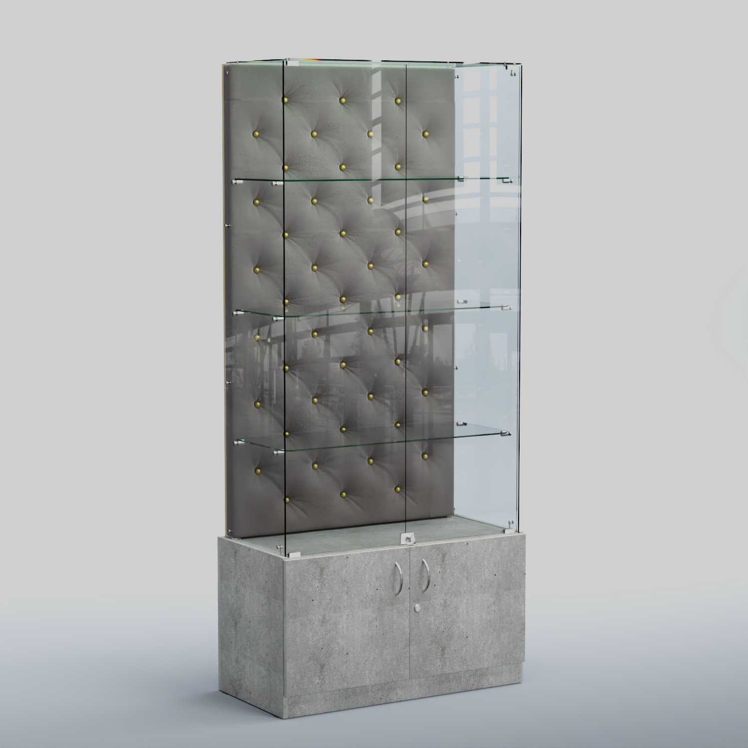 Высокая стеклянная витрина КАПИТОНЕ №5 Метрополитан Грей+15 Silver