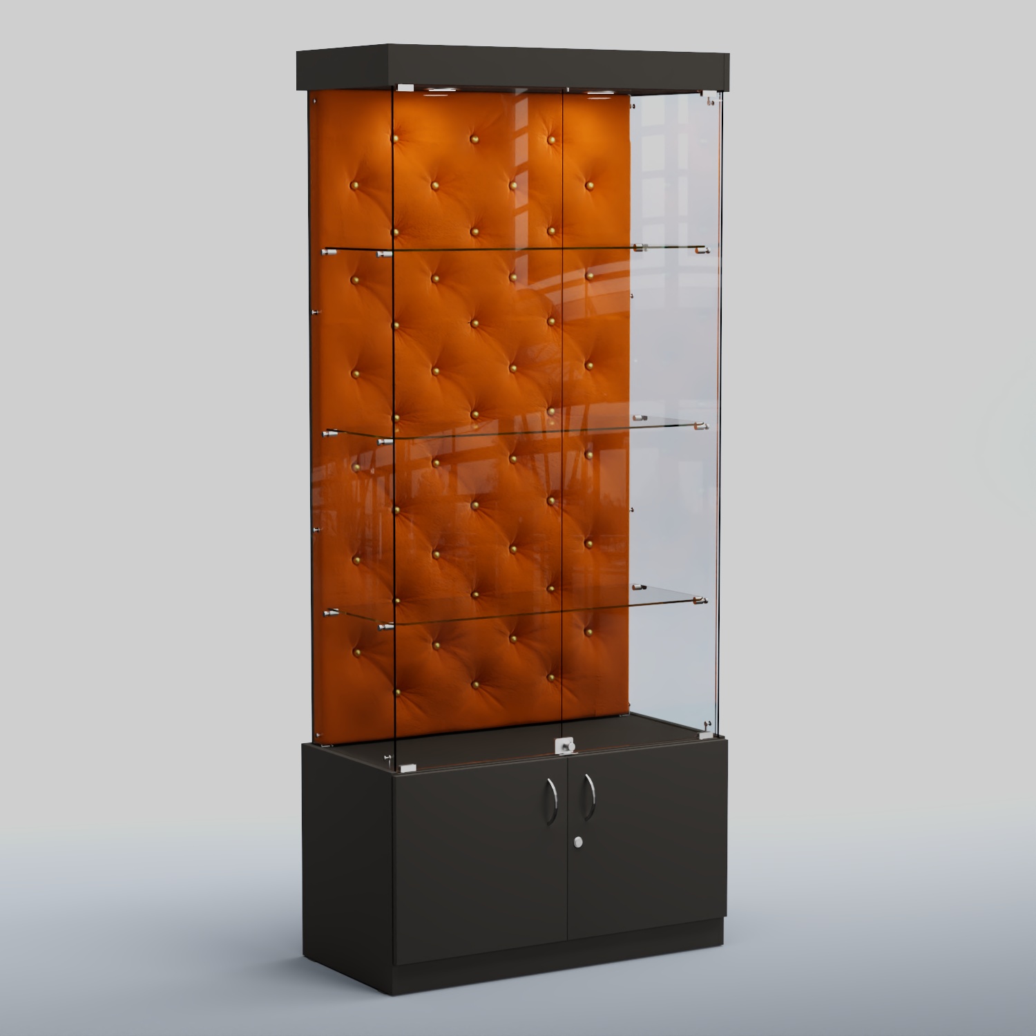 Высокая стеклянная витрина КАПИТОНЕ №1 Черный + 08 Mustard