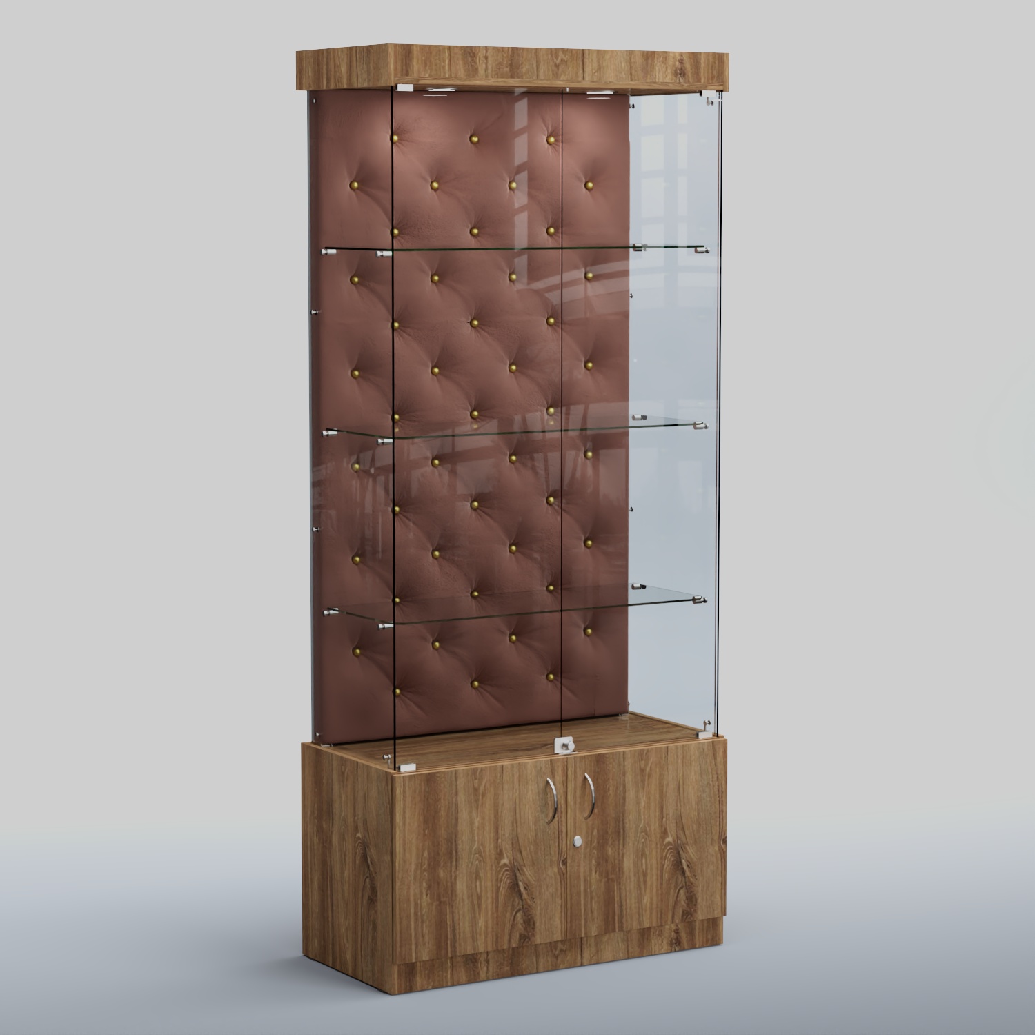 Высокая стеклянная витрина КАПИТОНЕ №1 Дуб канзас+03 M