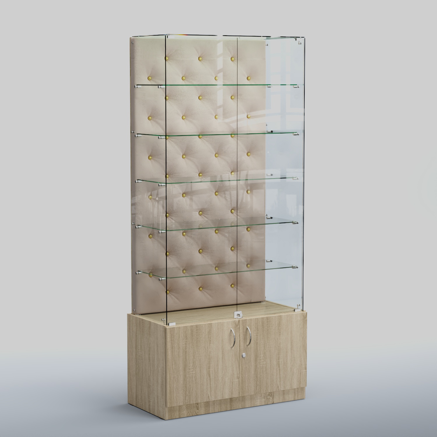 Высокая стеклянная витрина КАПИТОНЕ №505 Дуб сонома + 02 Beige
