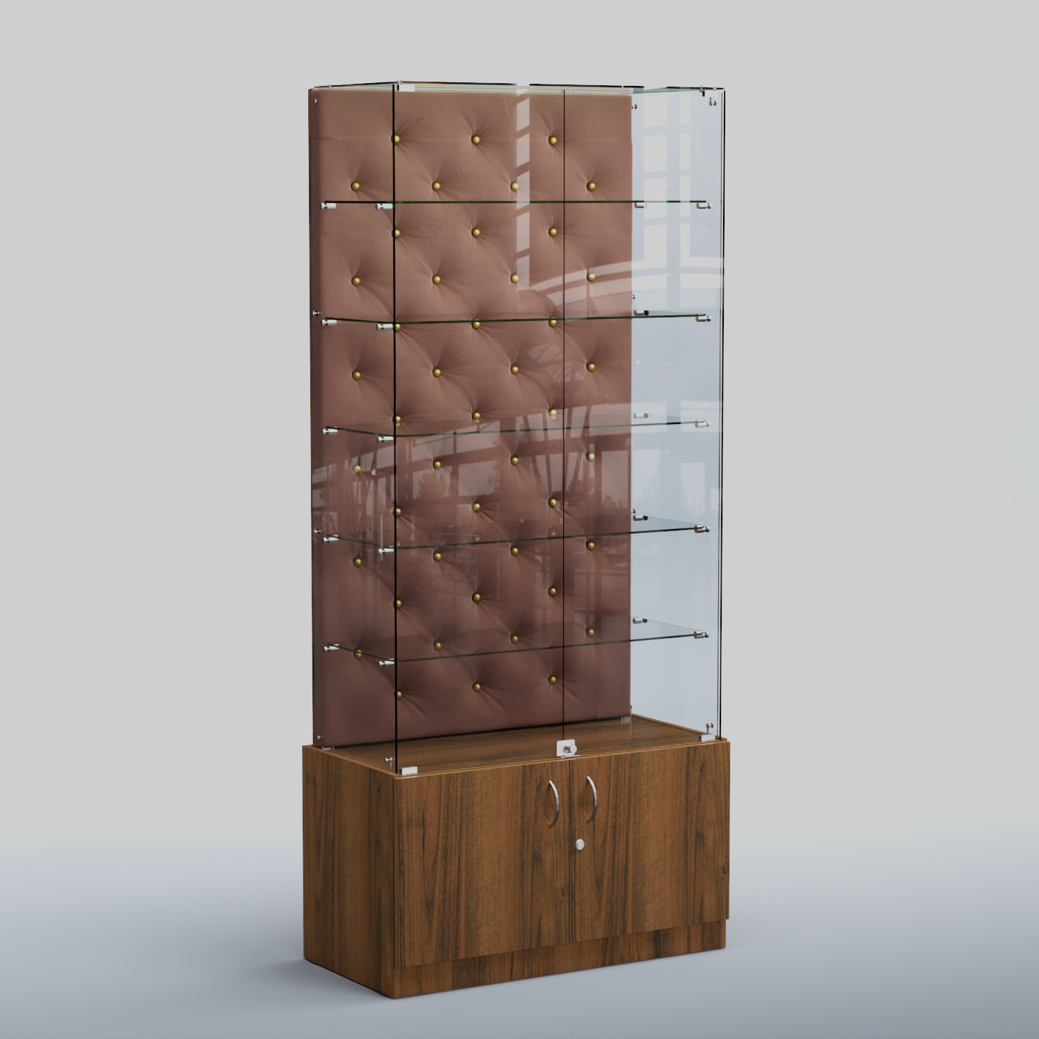 Высокая стеклянная витрина КАПИТОНЕ №505 Орех + 03 Mika