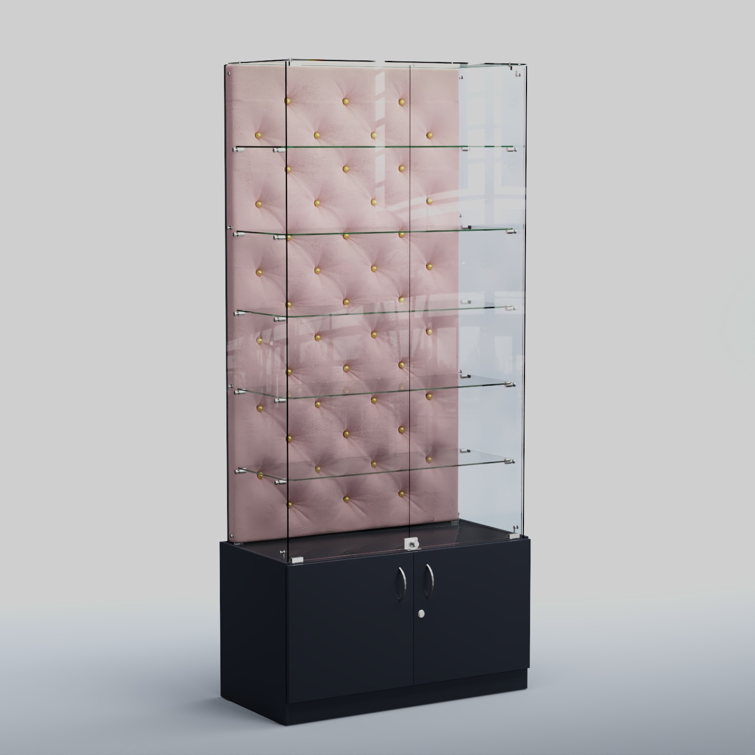 Высокая стеклянная витрина КАПИТОНЕ №505 Антрацит+14 Fla