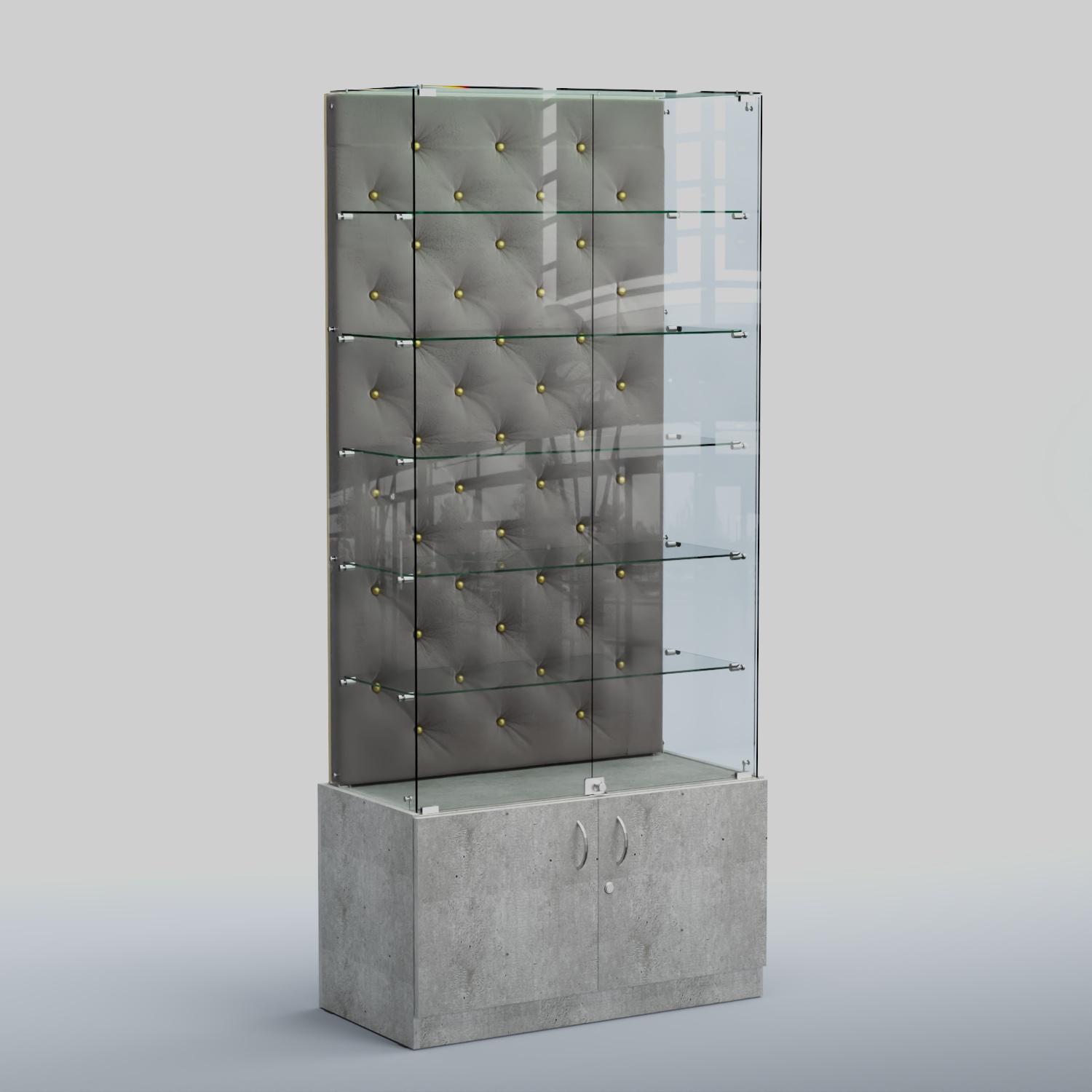 Высокая стеклянная витрина КАПИТОНЕ №505 Метрополитан Грей+15 Silver
