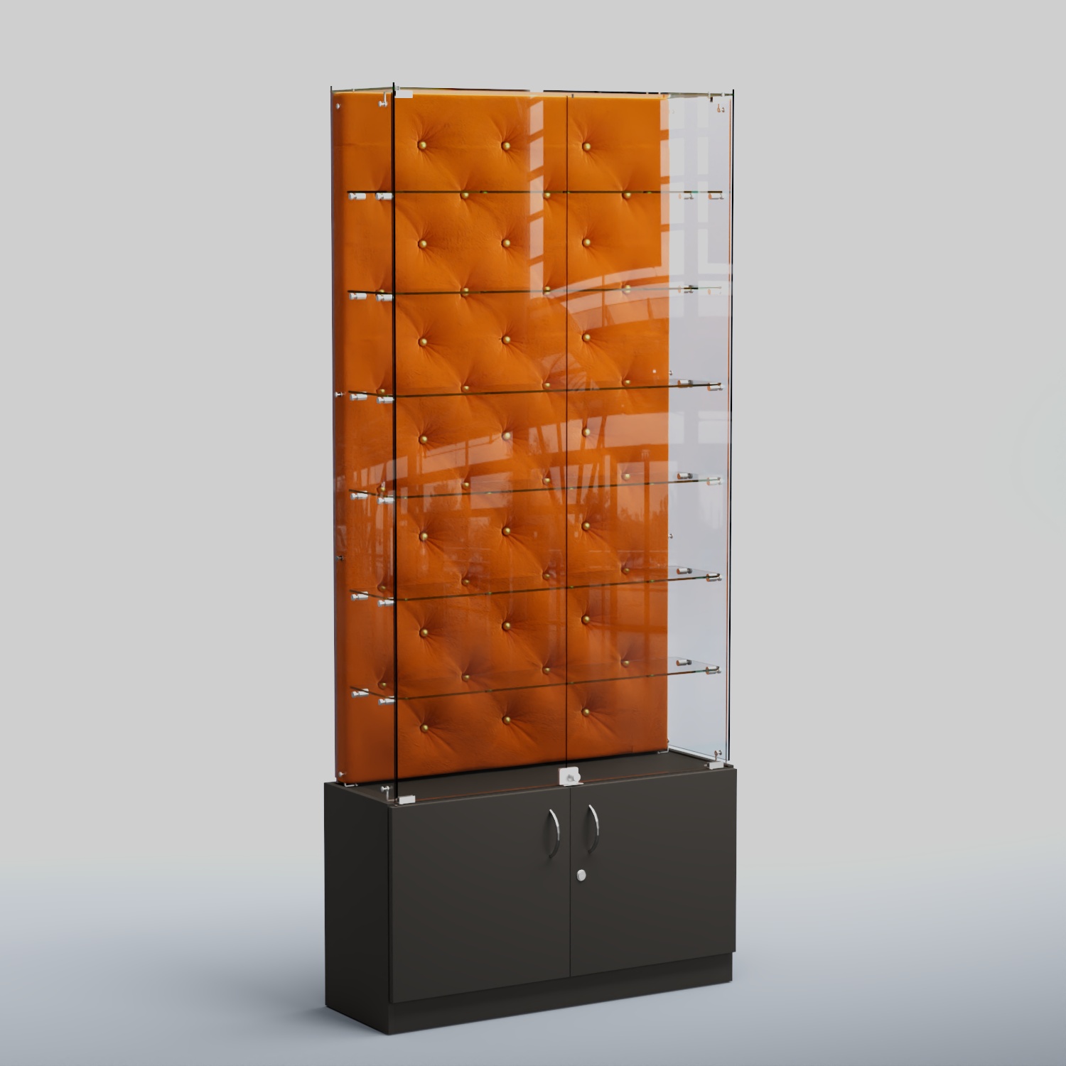Высокая стеклянная витрина КАПИТОНЕ №33 Черный + 08 Mustard