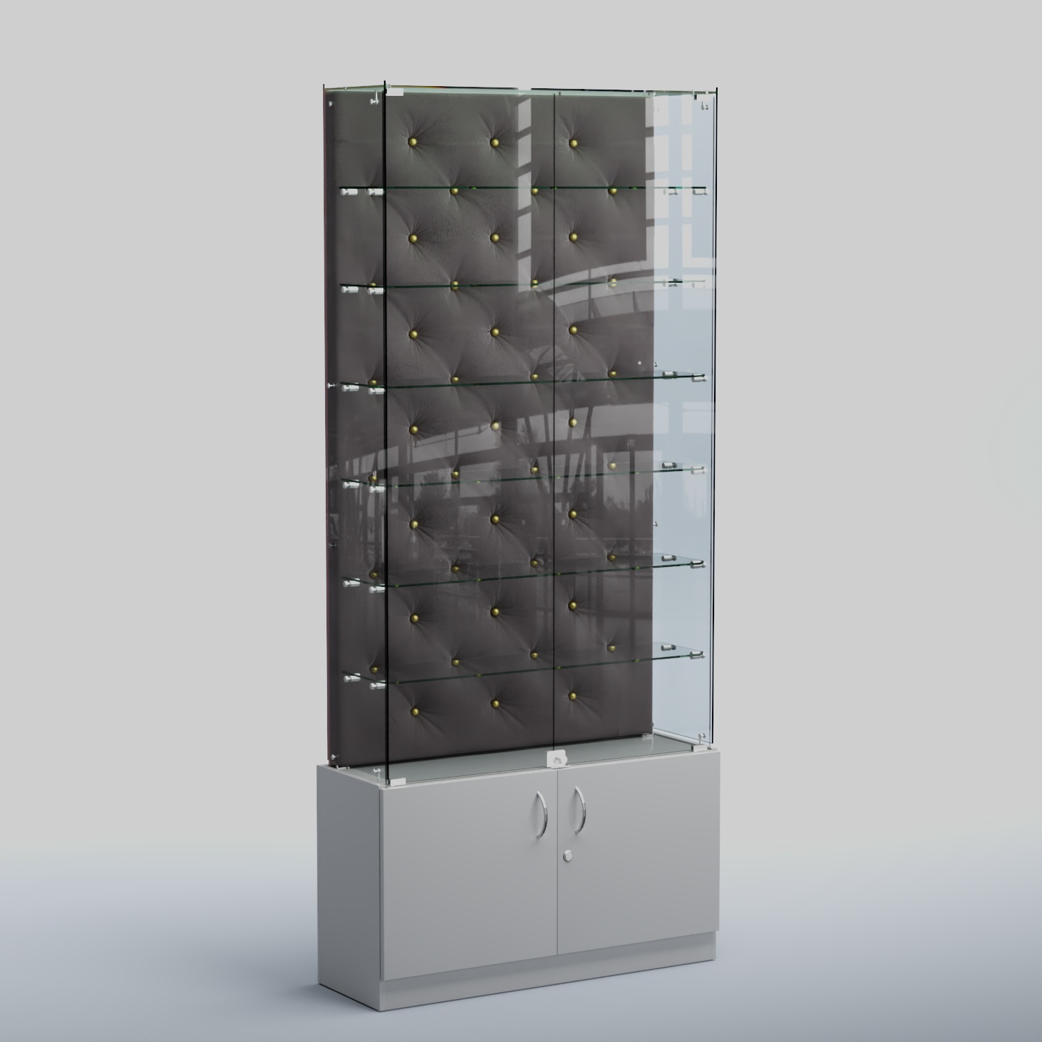 Высокая стеклянная витрина КАПИТОНЕ №33 Серый + 16 Grey