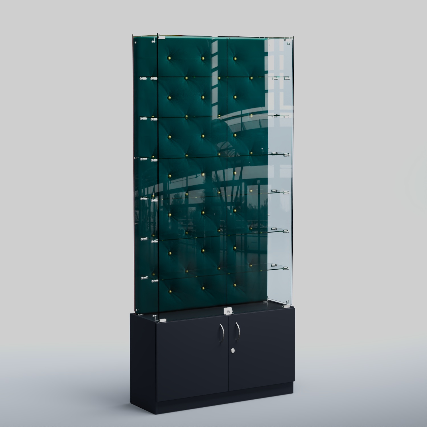 Высокая стеклянная витрина КАПИТОНЕ №33 Антрацит + 12 Az