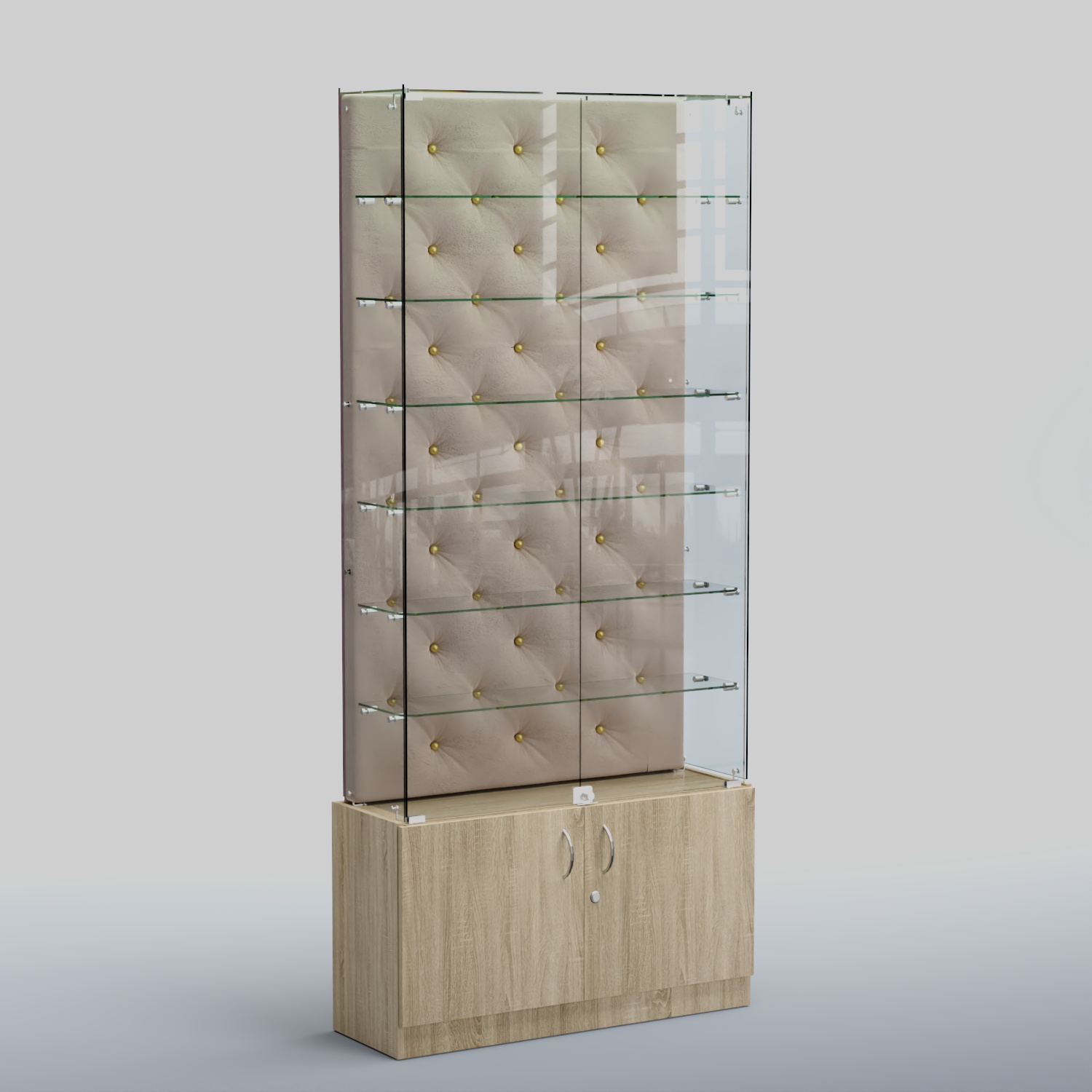 Высокая стеклянная витрина КАПИТОНЕ №33 Дуб сонома + 02 Beige
