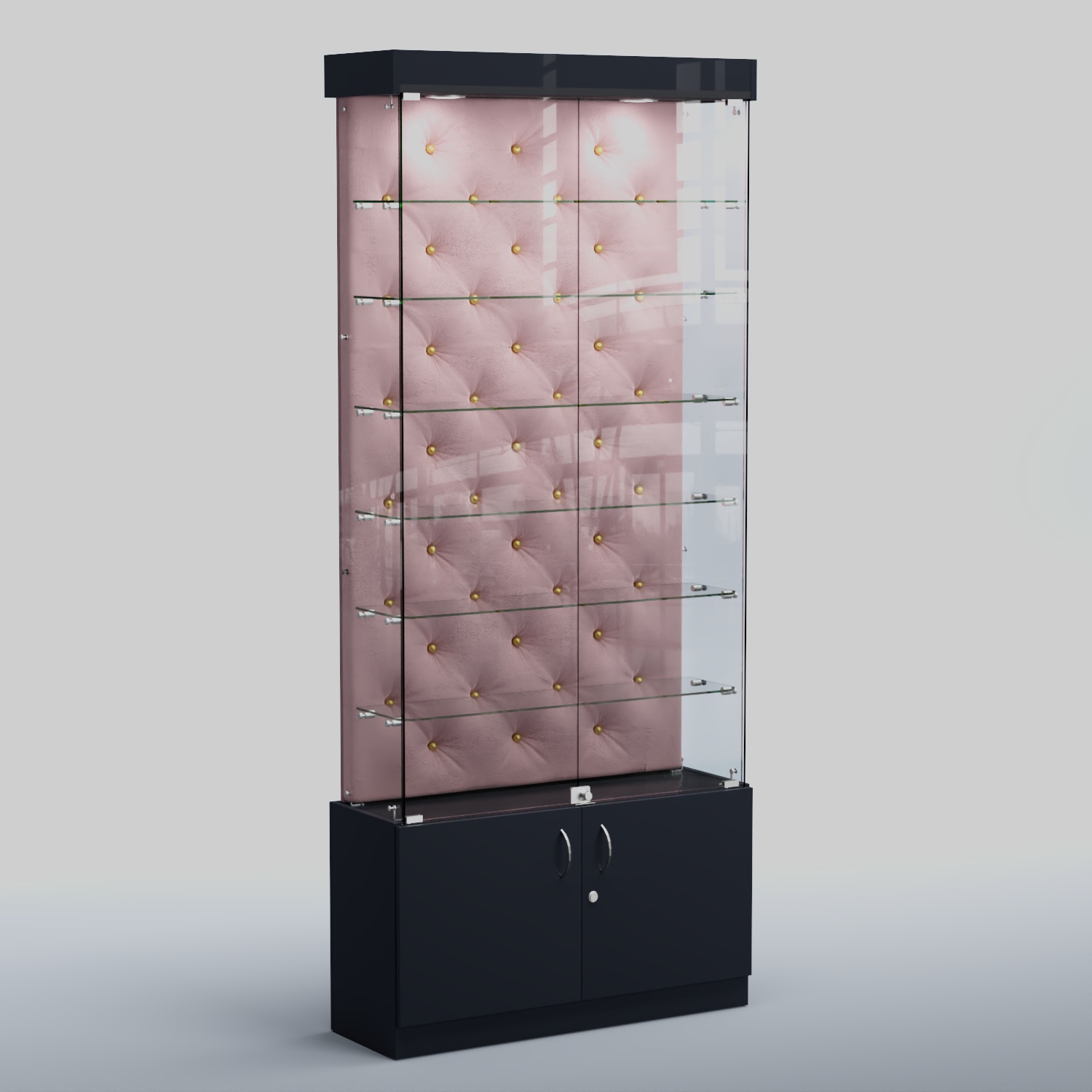 Высокая стеклянная витрина КАПИТОНЕ №31 Антрацит+14 Fla