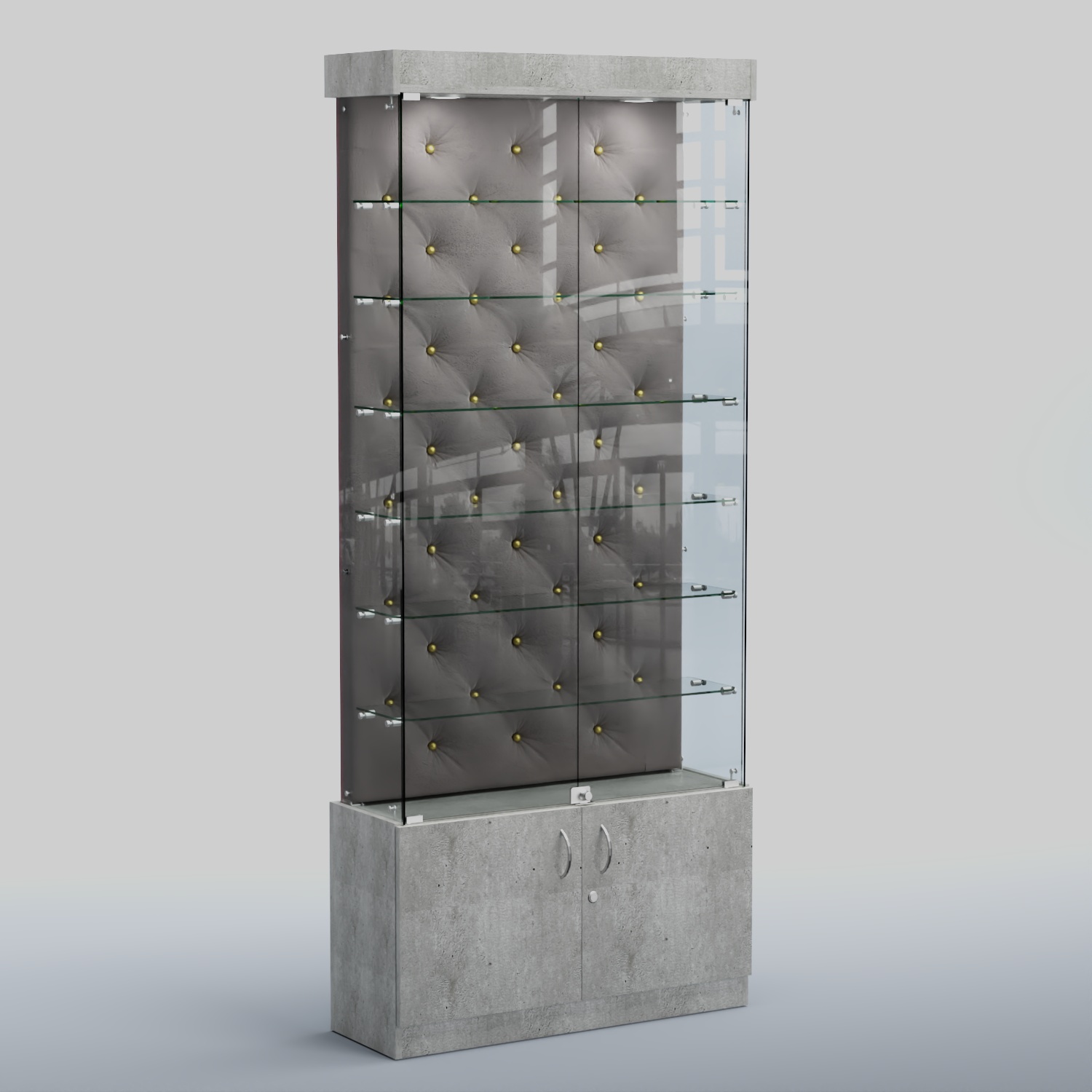 Высокая стеклянная витрина КАПИТОНЕ №31 Метрополитан Грей+15 Silver