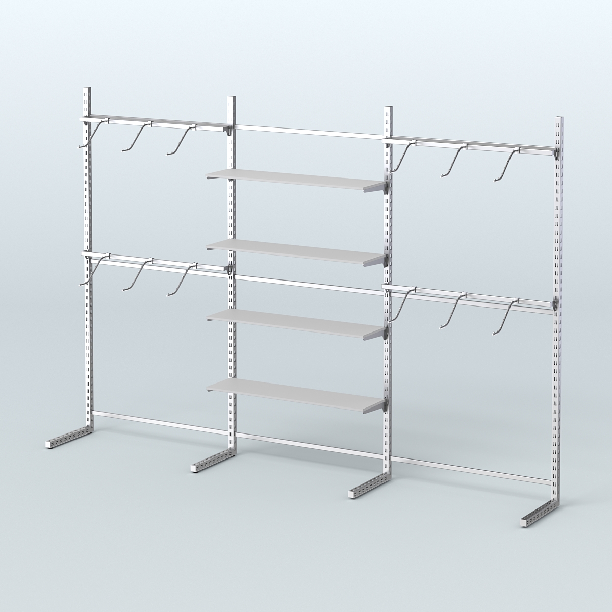 Системы ЭЛЕГАНТ пристенные с полками ДСП и поручнями №3 (3600мм) Серый