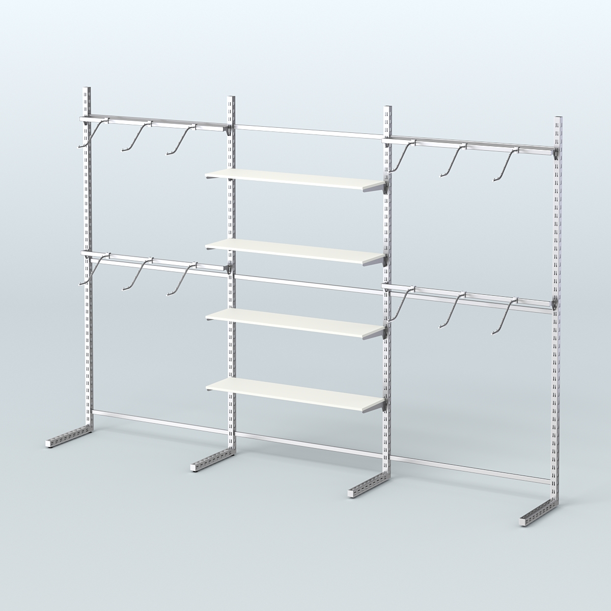 Системы ЭЛЕГАНТ пристенные с полками ДСП и поручнями №3 (3600мм) Белый