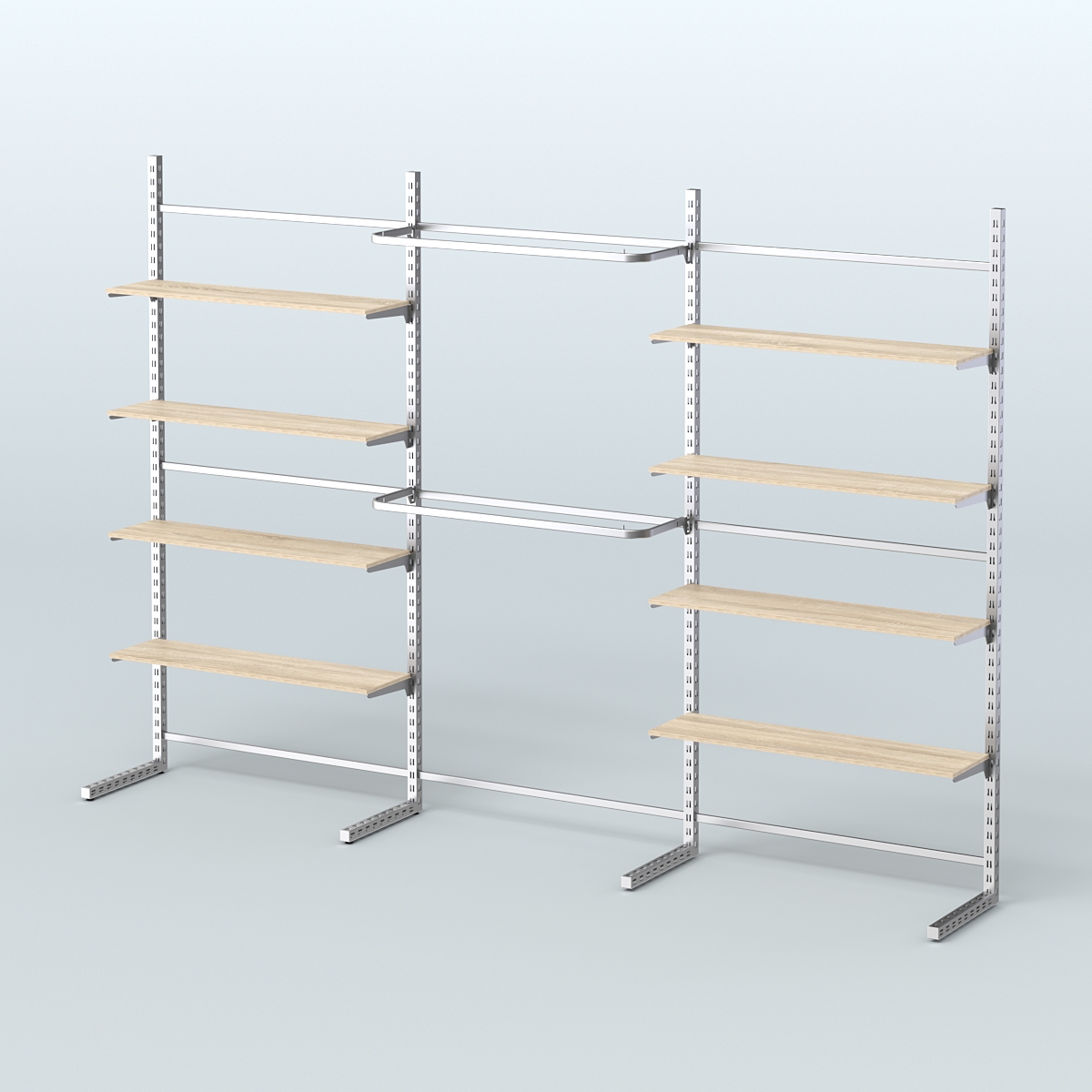 Системы ЭЛЕГАНТ пристенные с полками ДСП и стяжками №5 (3600мм) Дуб сонома