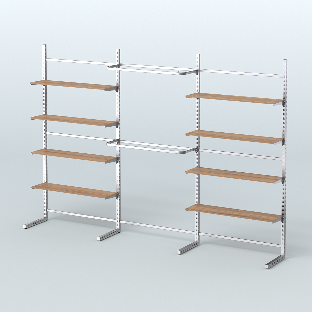 Системы ЭЛЕГАНТ пристенные с полками ДСП и стяжками №5 (3600мм) Орех