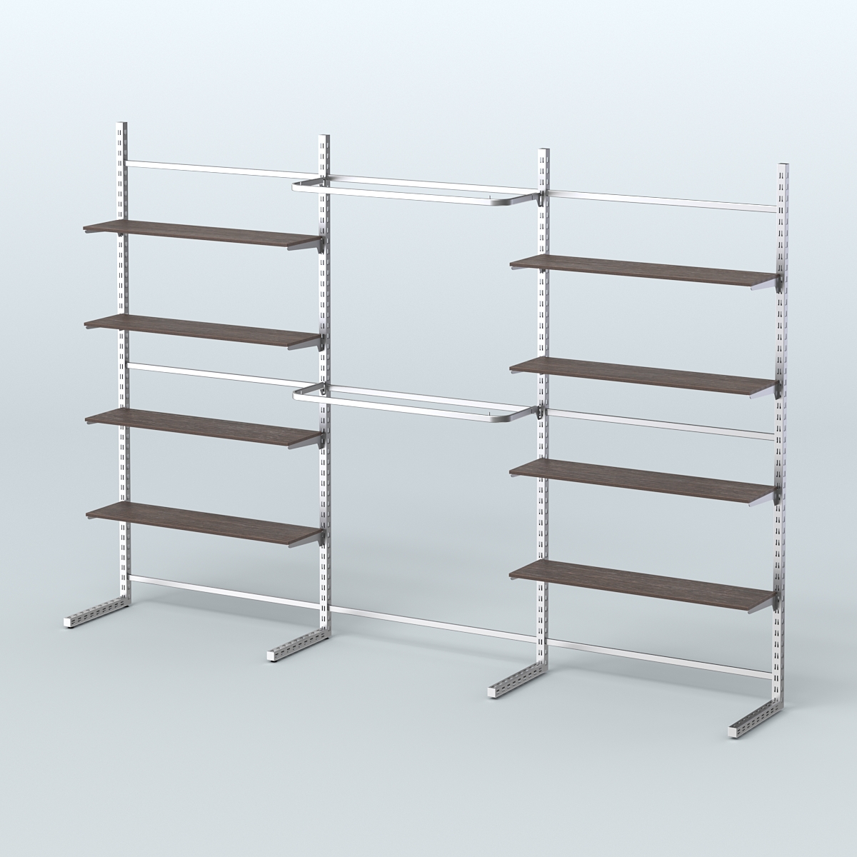 Системы ЭЛЕГАНТ пристенные с полками ДСП и стяжками №5 (3600мм) Дуб Венге