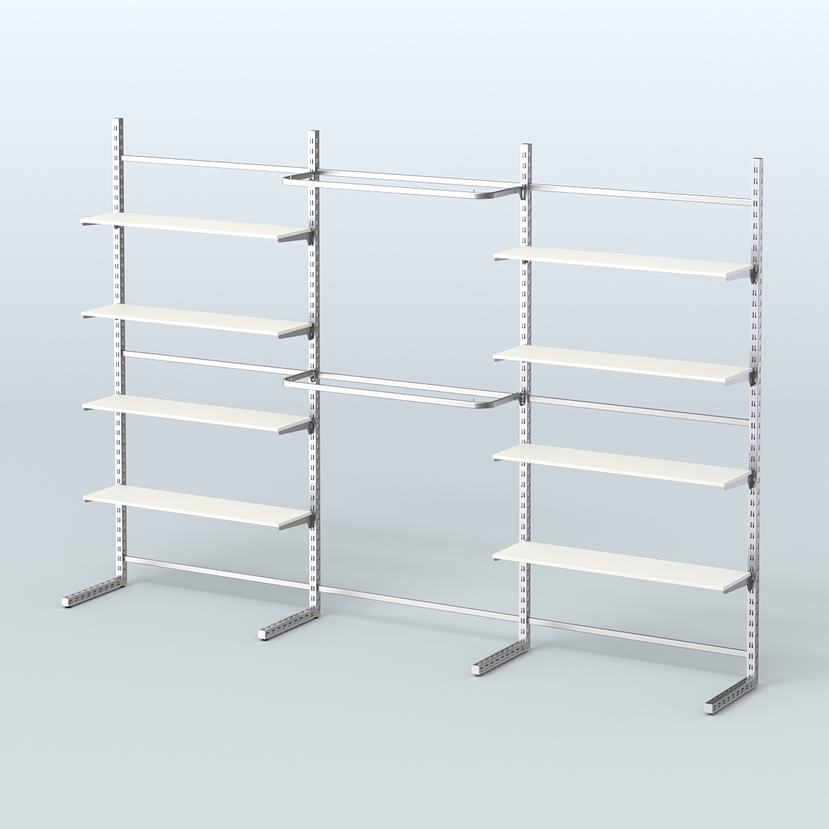 Системы ЭЛЕГАНТ пристенные с полками ДСП и стяжками №5 (3600мм) Белый