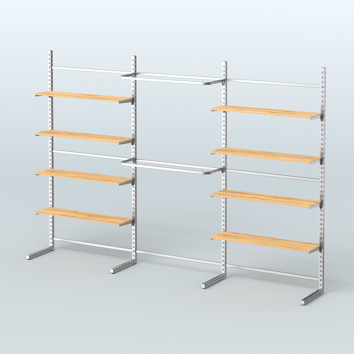 Системы ЭЛЕГАНТ пристенные с полками ДСП и стяжками №5 (3600мм) Дуб Золотистый