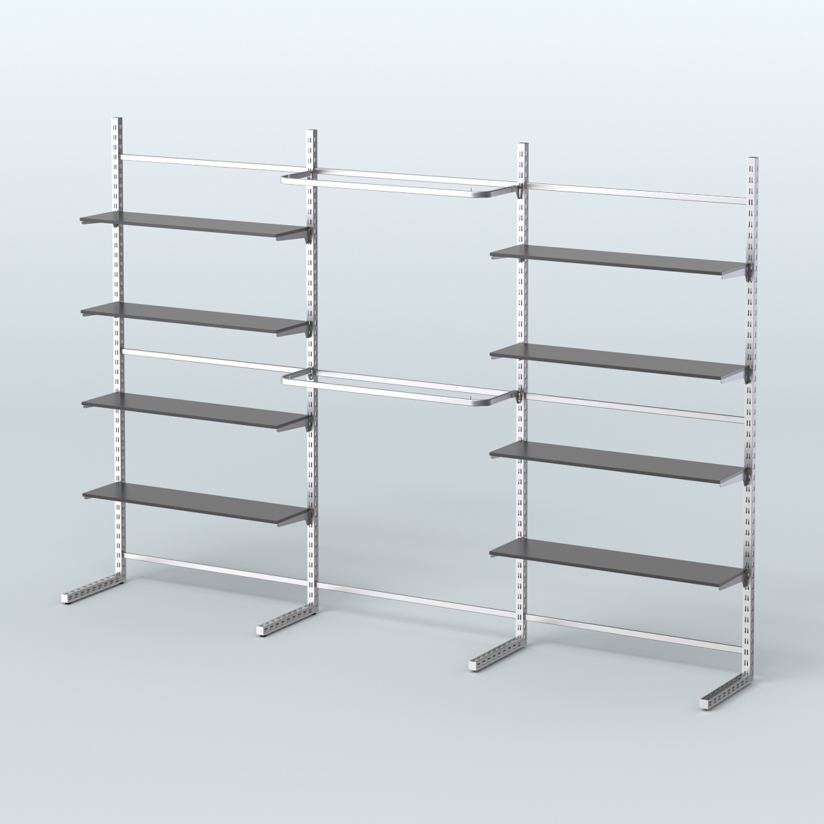 Системы ЭЛЕГАНТ пристенные с полками ДСП и стяжками №5 (3600мм) Черный