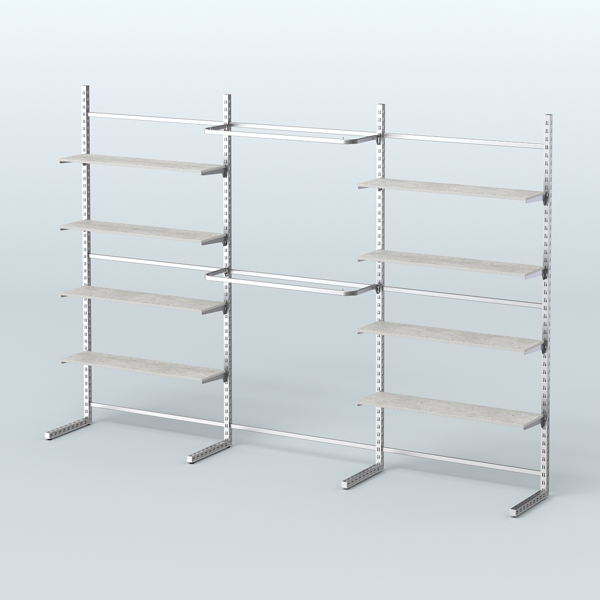 Системы ЭЛЕГАНТ пристенные с полками ДСП и стяжками №5 (3600мм) Метрополитан Грей