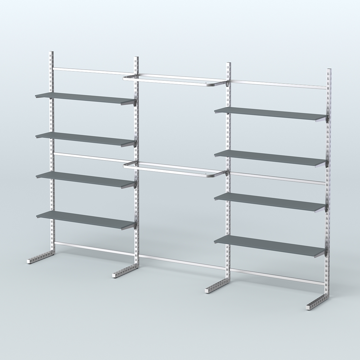 Системы ЭЛЕГАНТ пристенные с полками ДСП и стяжками №5 (3600мм) Темно-Серый