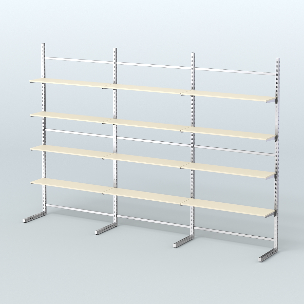 Системы ЭЛЕГАНТ пристенные с полками из ДСП №7 (3600мм) Крем Вайс