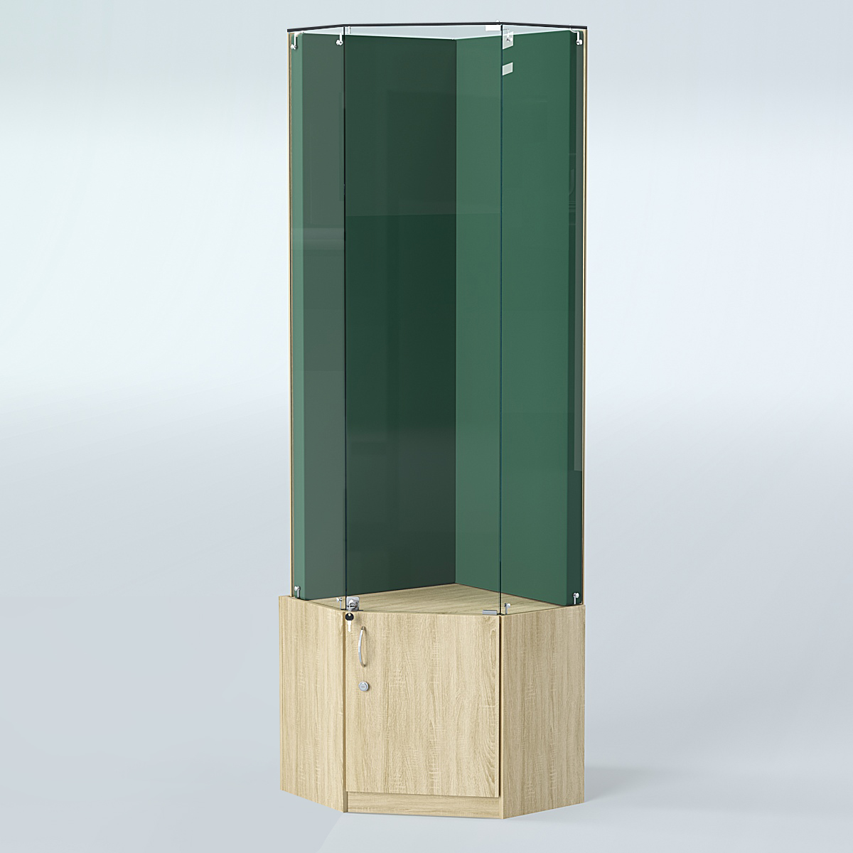 Угловая витрина для медалей ИС-333-А (задняя стенка бархат) Дуб Сонома