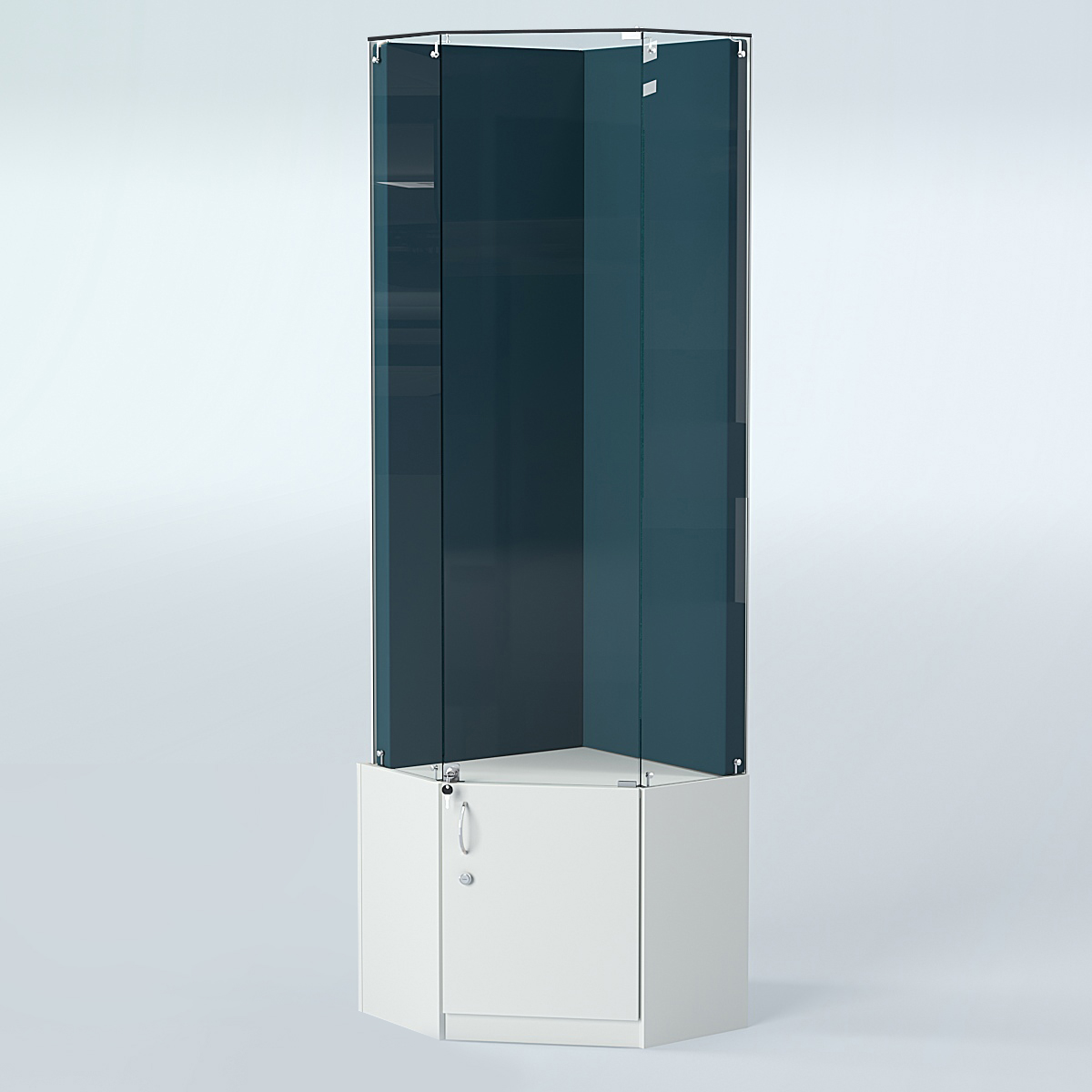 Угловая витрина для медалей ИС-333-А (задняя стенка бархат) Белый