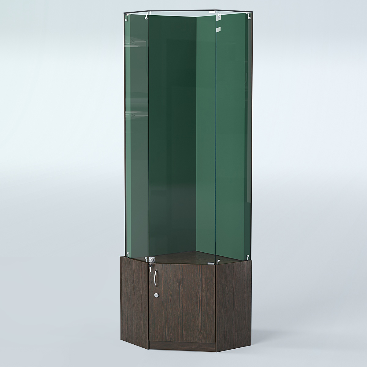 Угловая витрина для медалей ИС-333-А (задняя стенка бархат) Дуб Венге