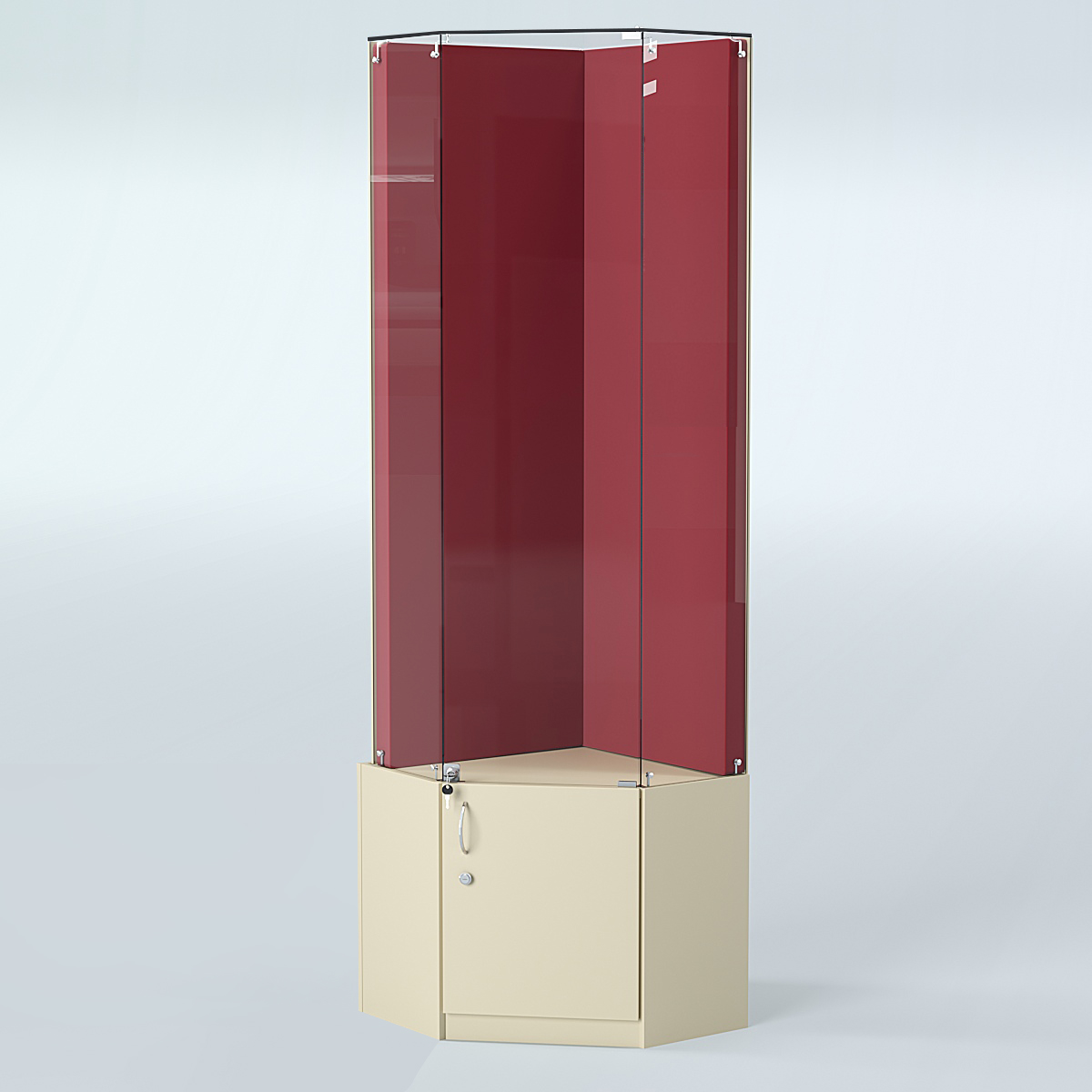 Угловая витрина для медалей ИС-333-А (задняя стенка бархат) Крем Вайс