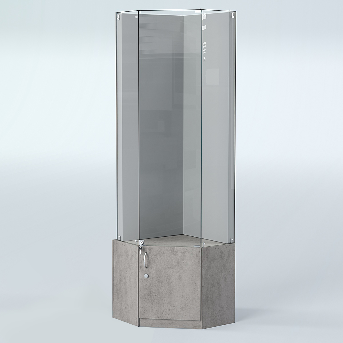 Угловая витрина для медалей ИС-333-А (задняя стенка бархат) Бетон Чикаго светло-серый F186 ST9