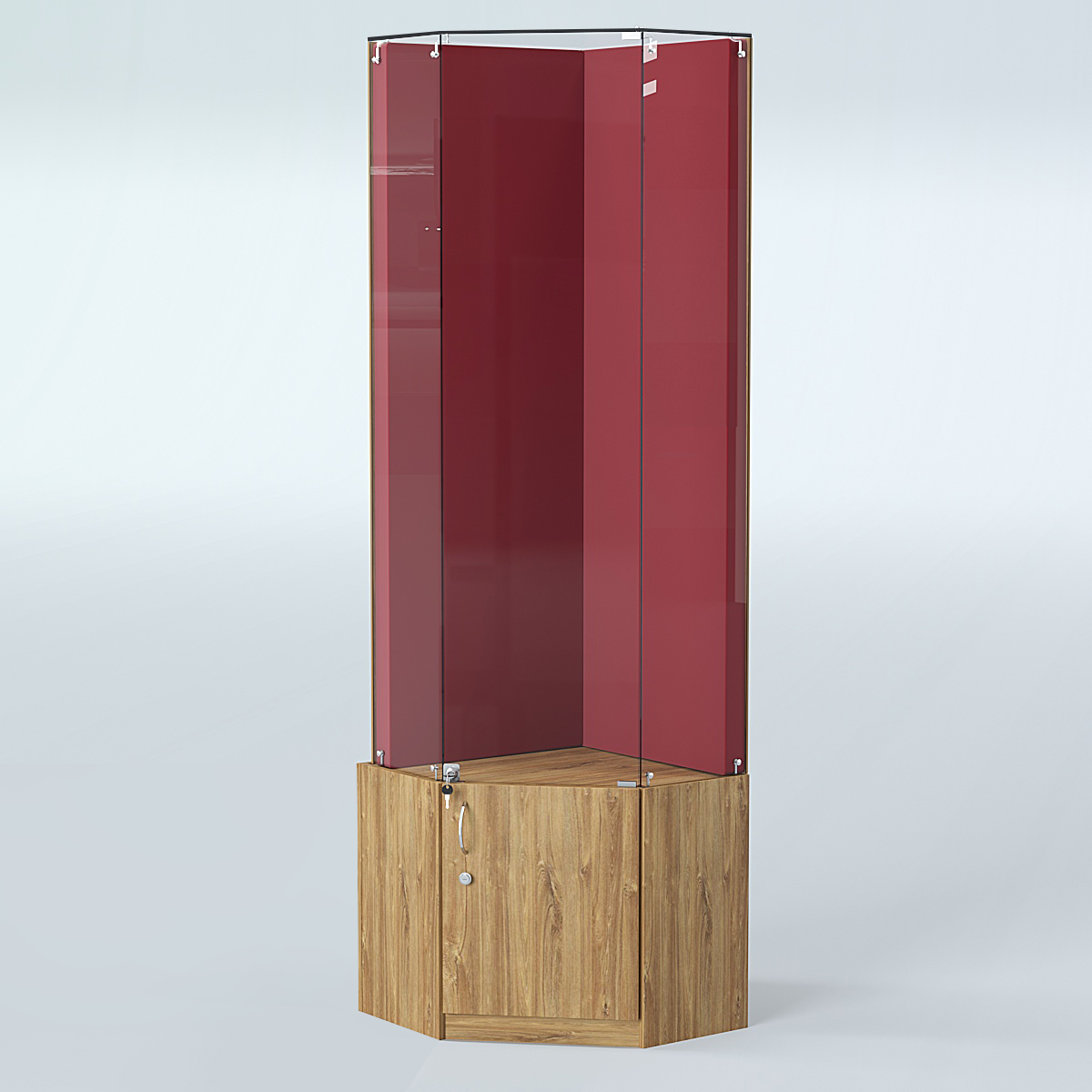 Угловая витрина для медалей ИС-333-А (задняя стенка бархат) Дуб Канзас коричневый