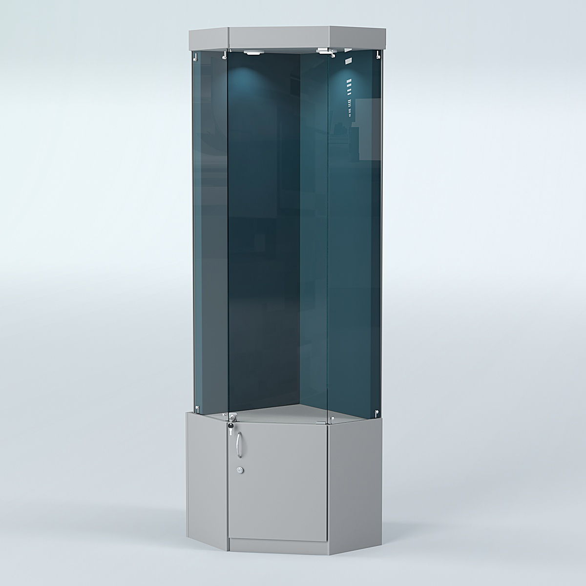 Угловая витрина для медалей ИС-331-А (задняя стенка бархат) Серый