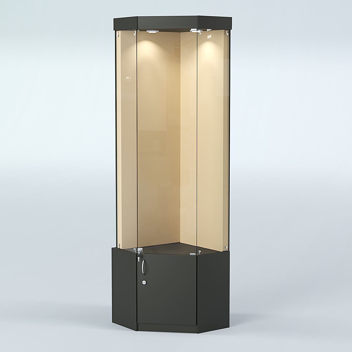 Угловая витрина для медалей ИС-331-А (задняя стенка бархат) Черный