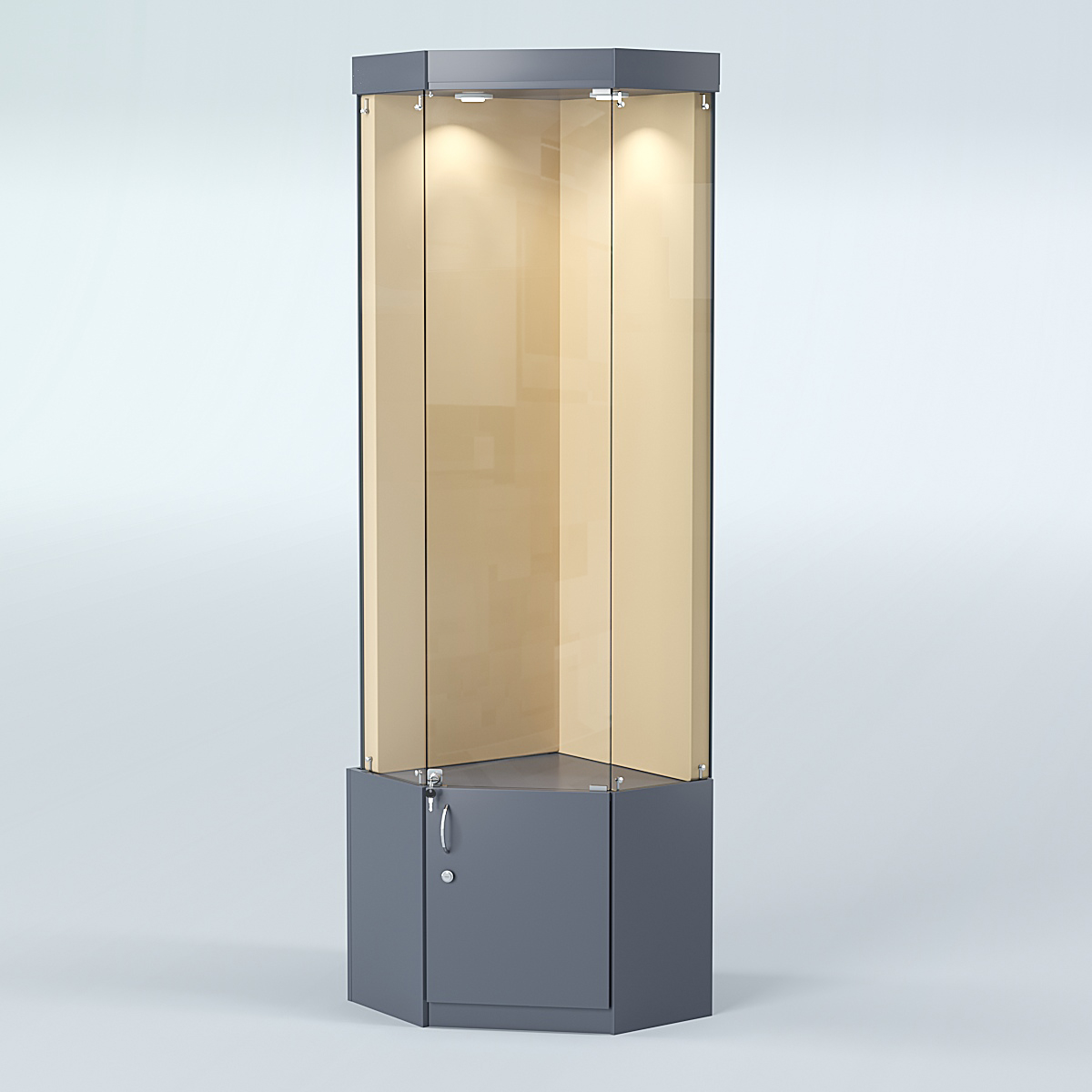 Угловая витрина для медалей ИС-331-А (задняя стенка бархат) Темно-Серый