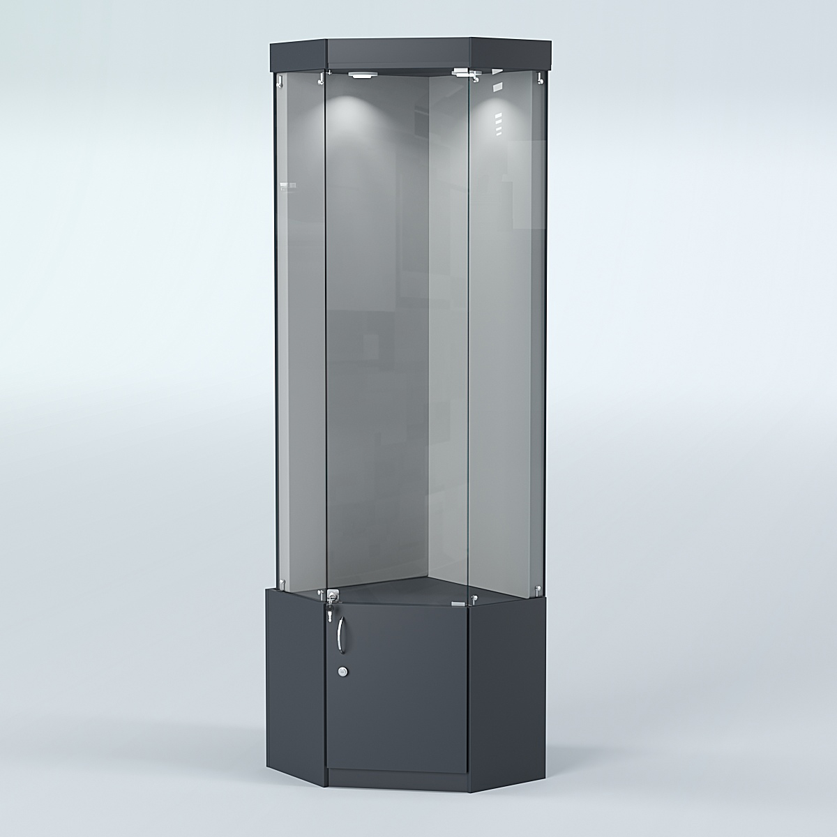 Угловая витрина для медалей ИС-331-А (задняя стенка бархат) Антрацит